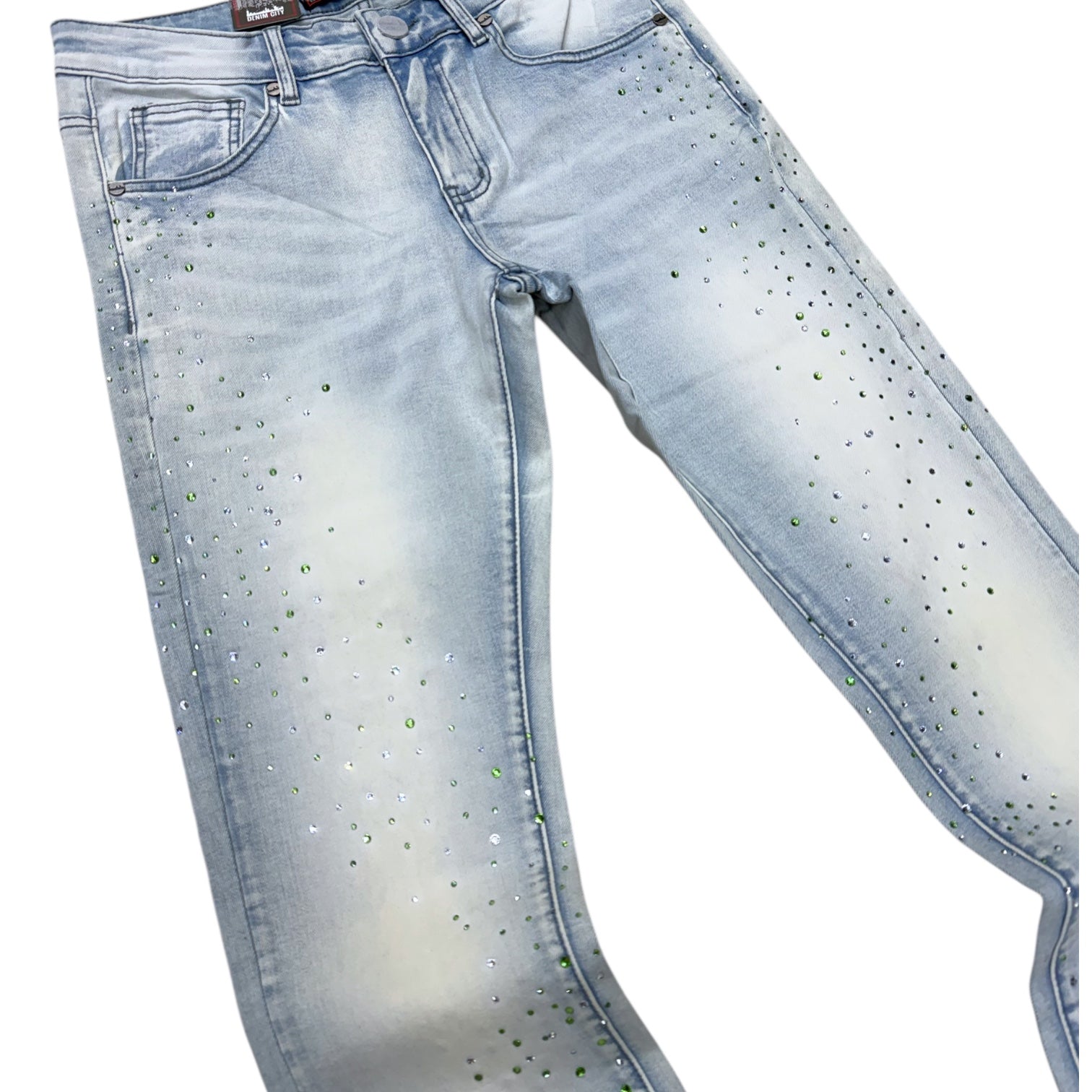 DMC - Stacked Teal Rhinestone Denim - K155 - LT.Blue Wash