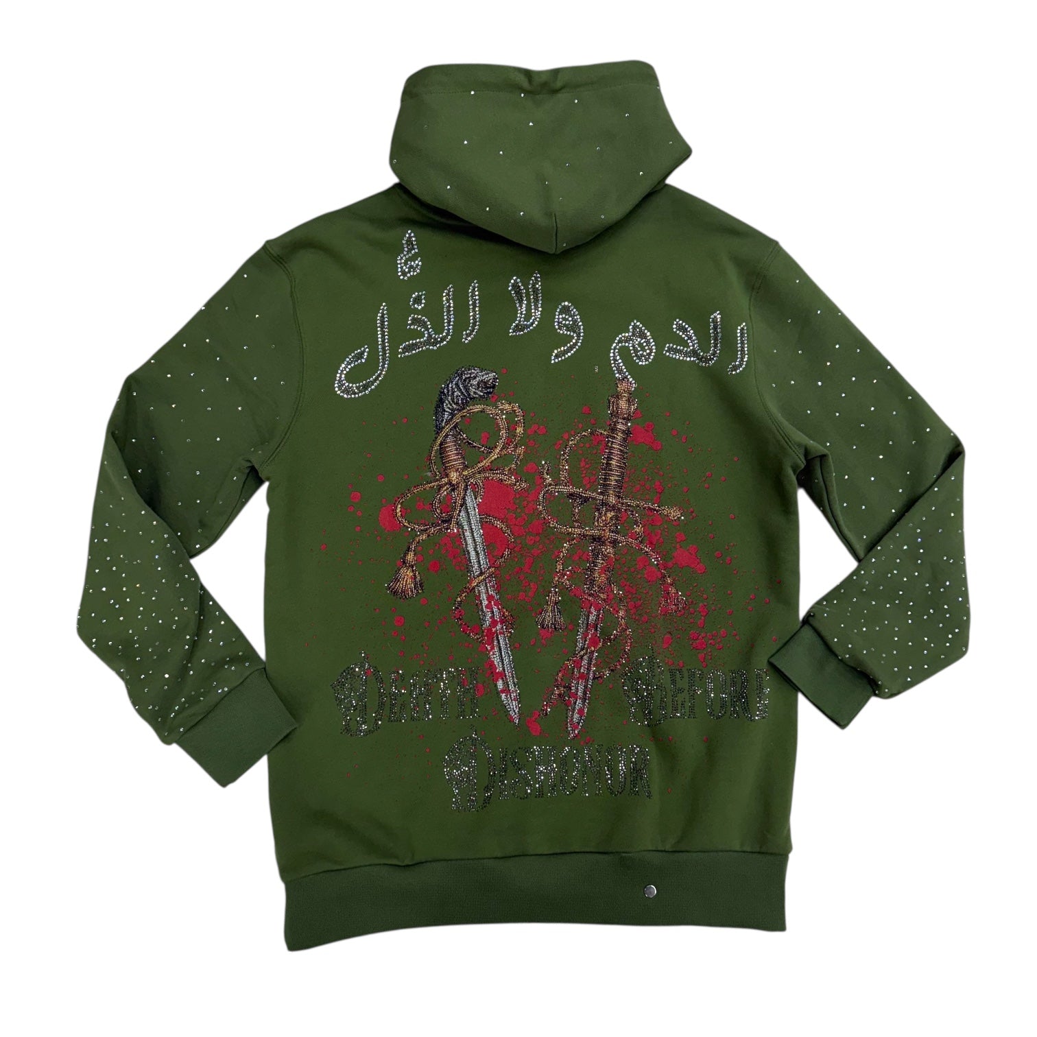 RST - Death Before Dishonor diamonds HOODIE - Green -Rst410 zi