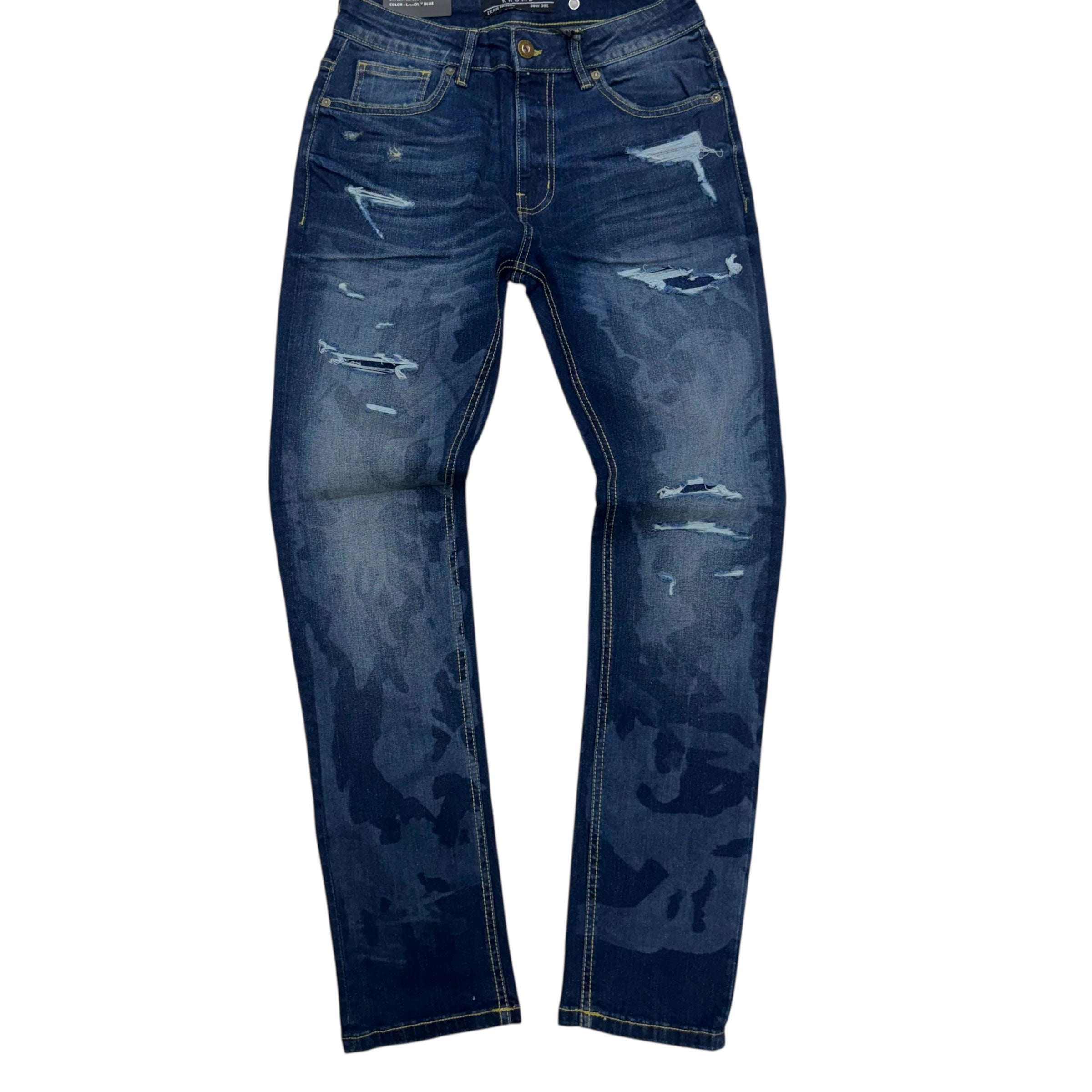KROME - Rip Washed Skinny Denim - CH.Blue - 3031
