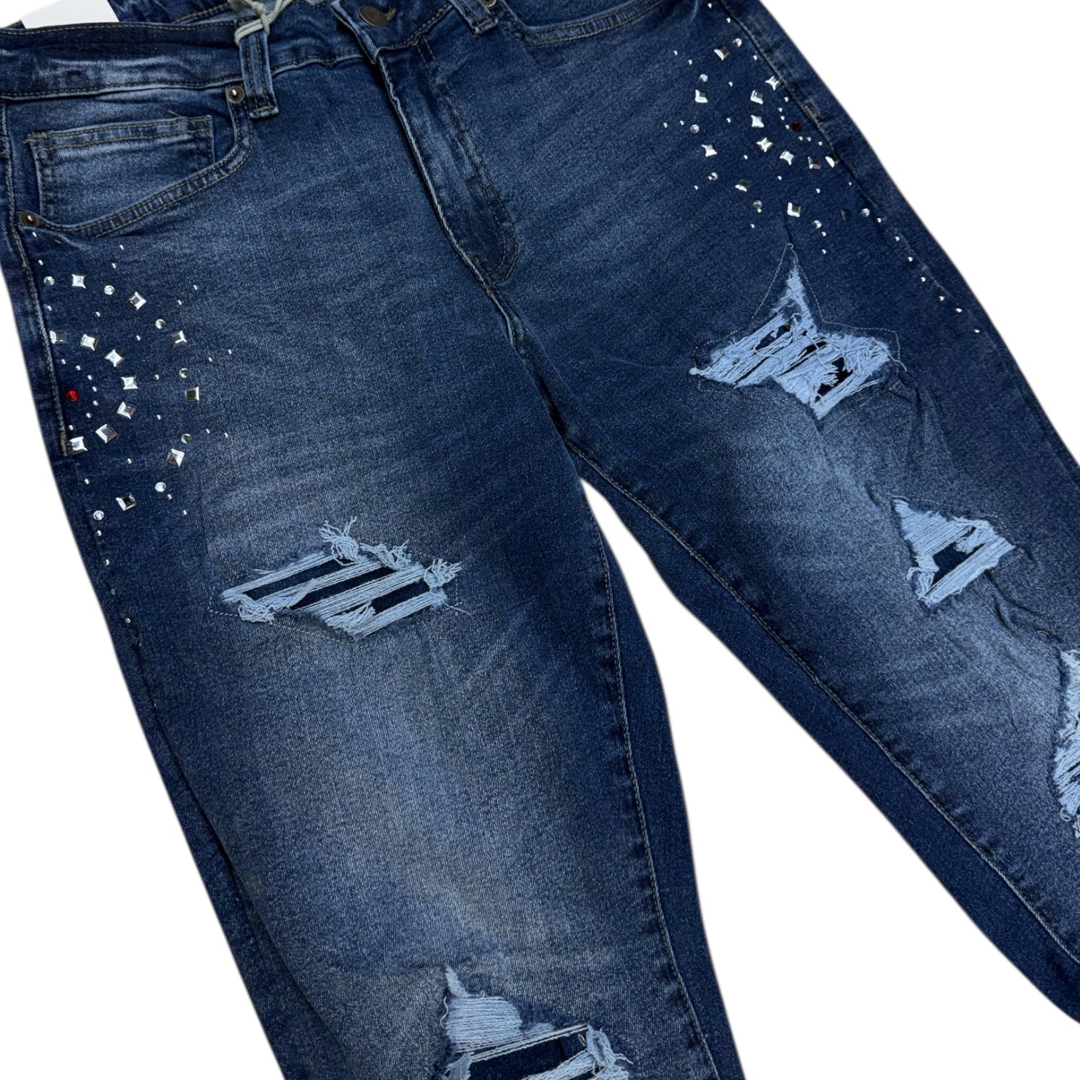 RSN - Rhinestone Skinny Fit Denim - Dark Blue - 700