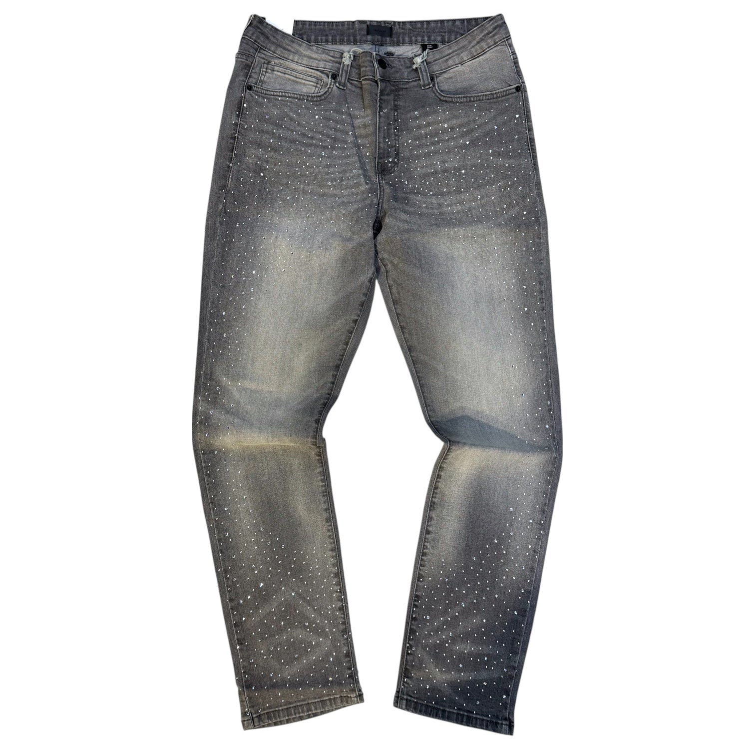 RSN - All Rhinestone Skinny Fit Denim - Grey - 159