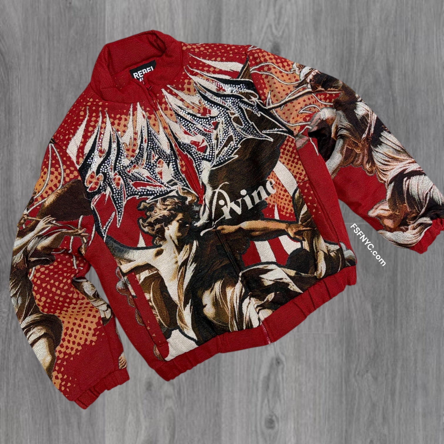 Rebel - Heaven Tapestry Bomber Jacket- Red - 543