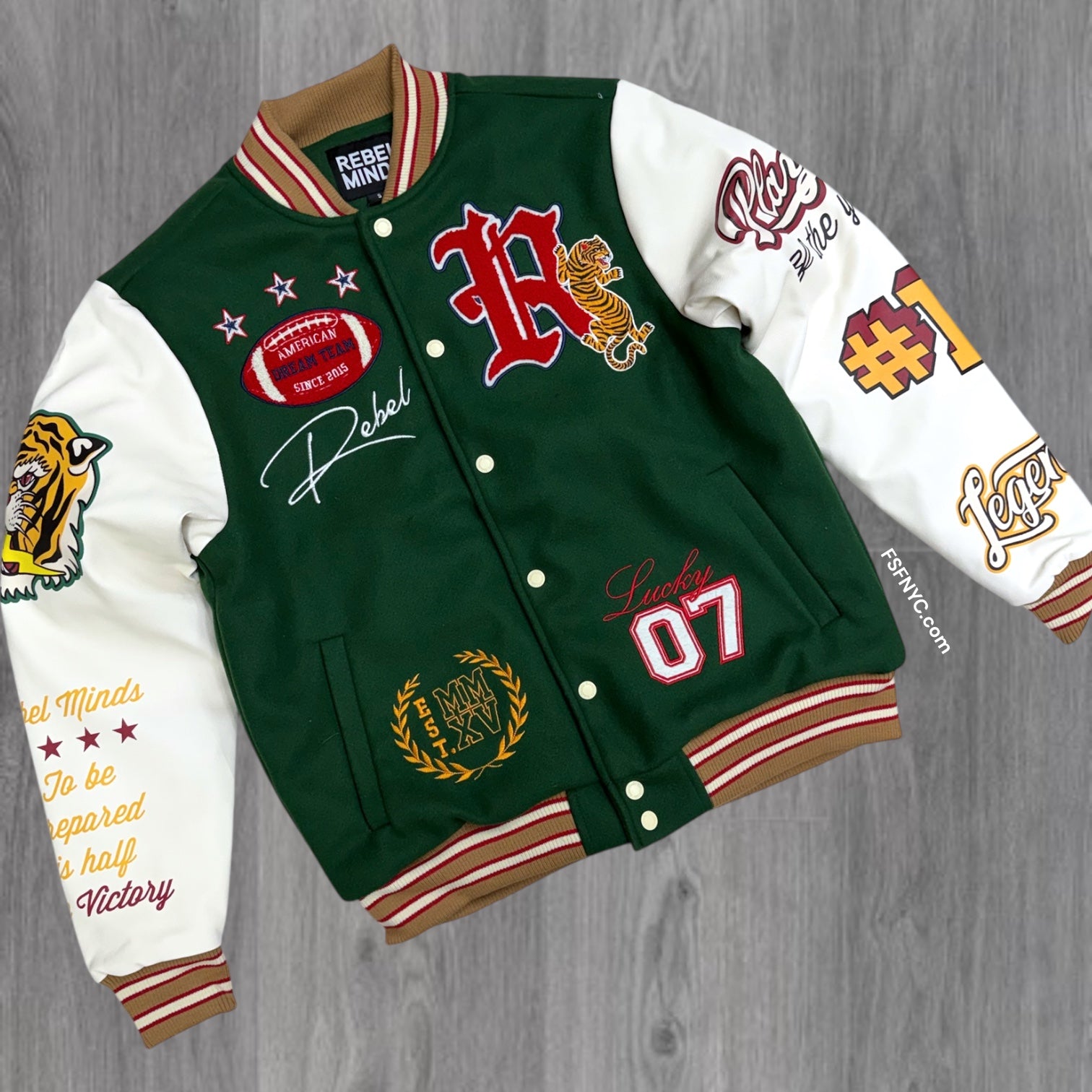 Rebel -State Melton Varsity Jacket- Hunter Green - 562