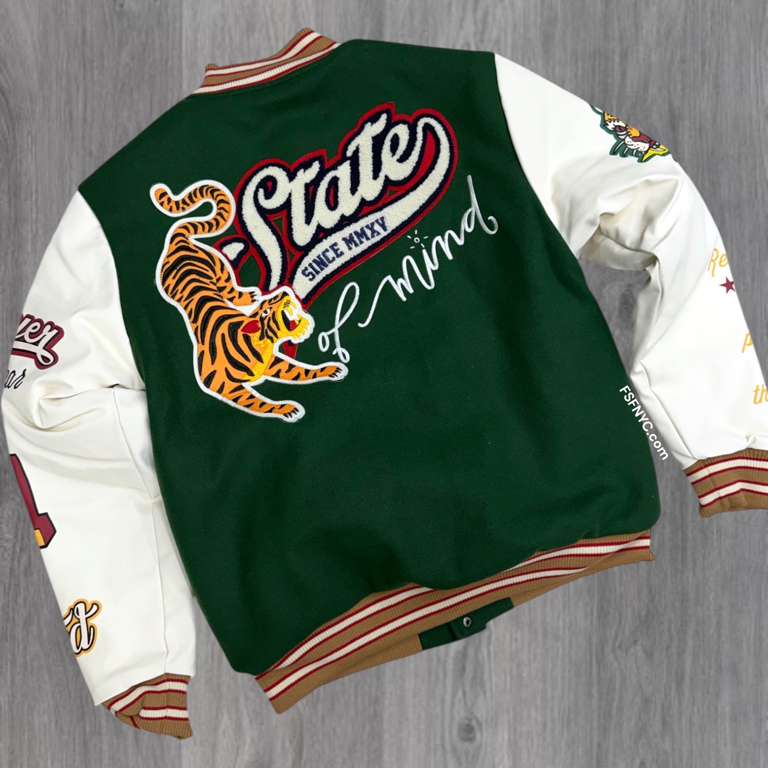 Rebel -State Melton Varsity Jacket- Hunter Green - 562