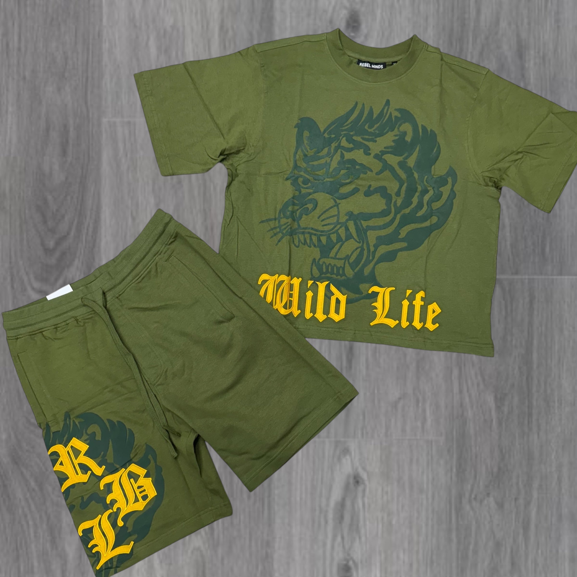 Rebel Wild Life Short Set Olive 963 163