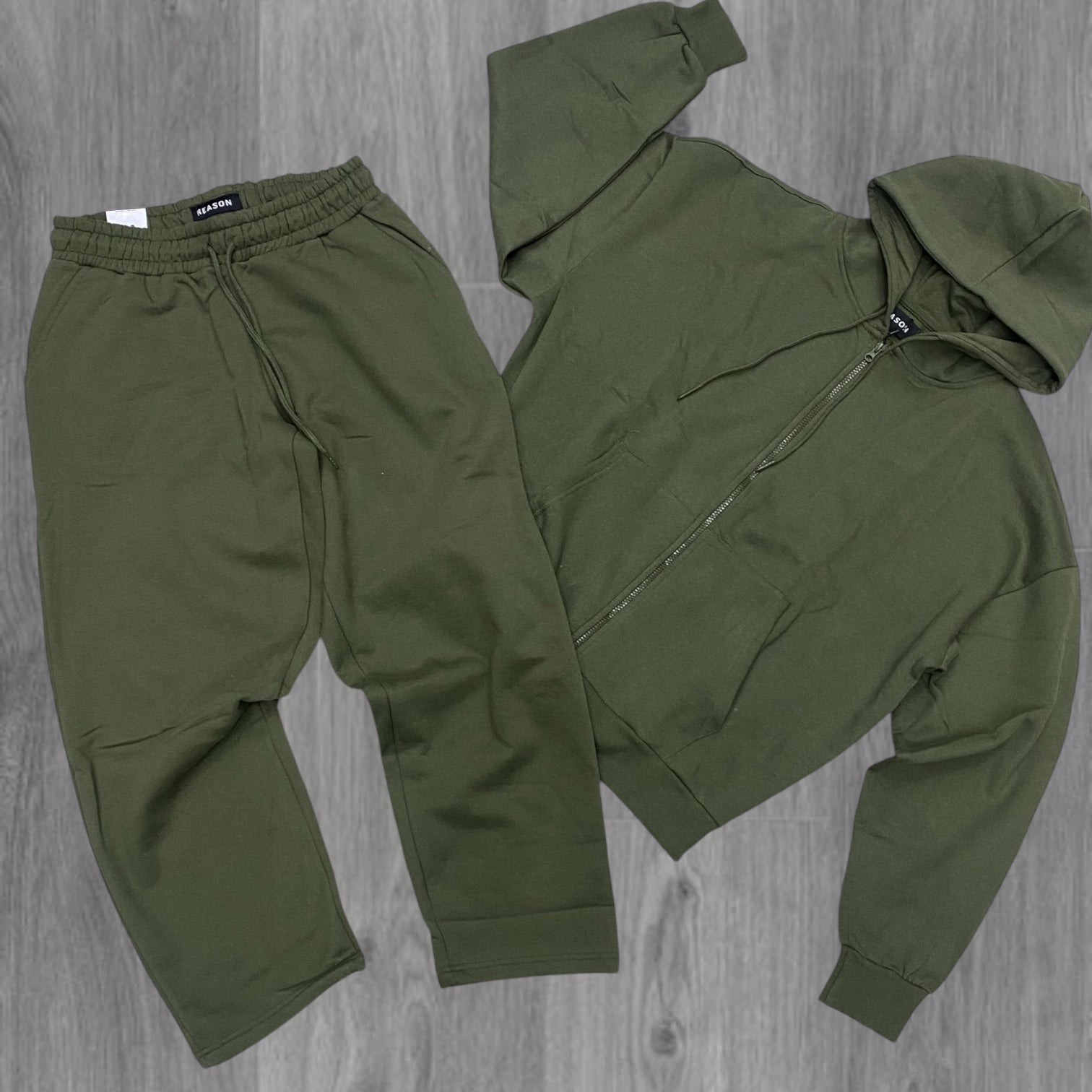 RSN - Loose Fit Zip Sweat Suit - Olive