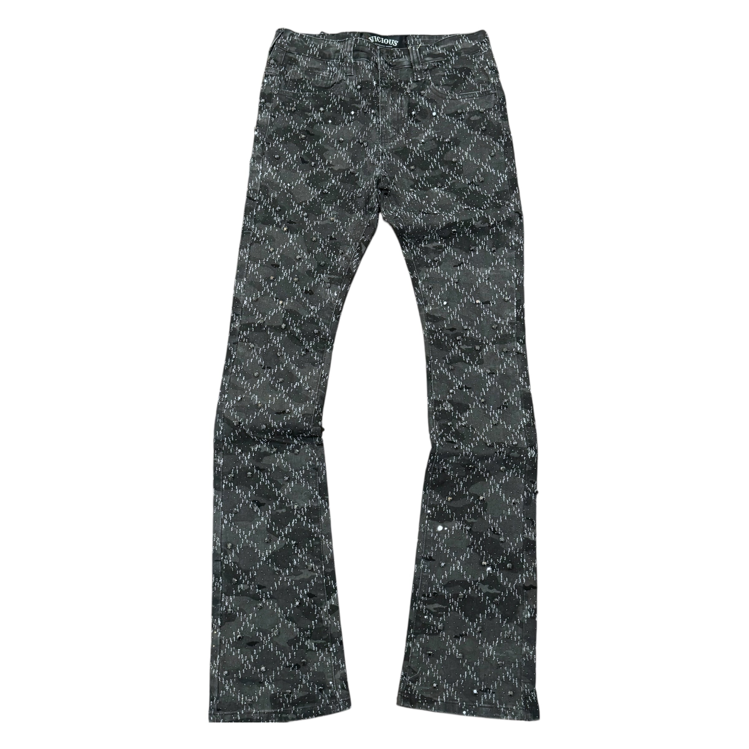 Vicious - STACKED Crystal DENIM-  Black Camo -VC510