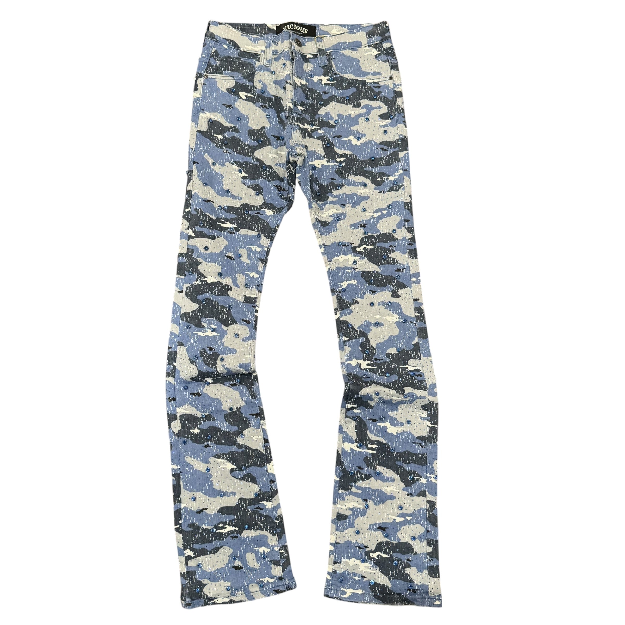 Vicious - STACKED Crystal DENIM-  Blue Camo -VC510