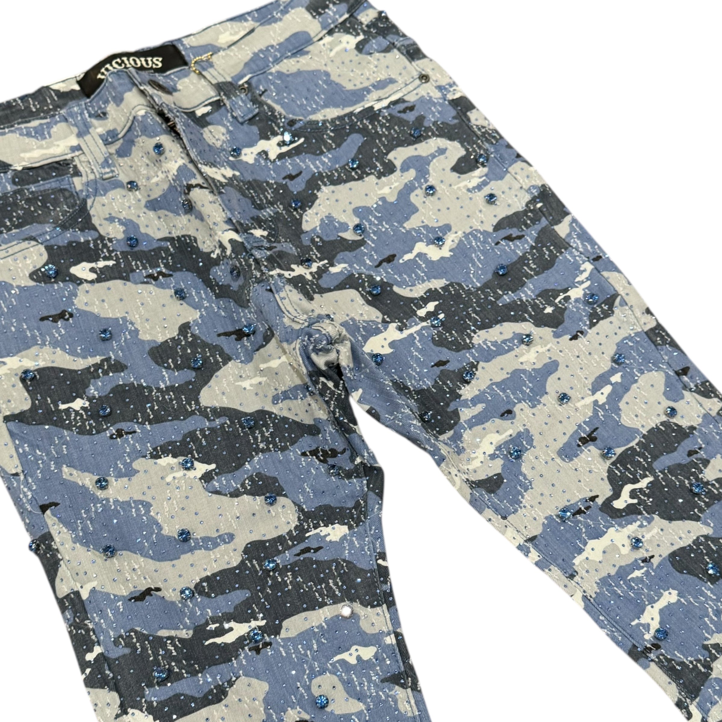 Vicious - STACKED Crystal DENIM-  Blue Camo -VC510