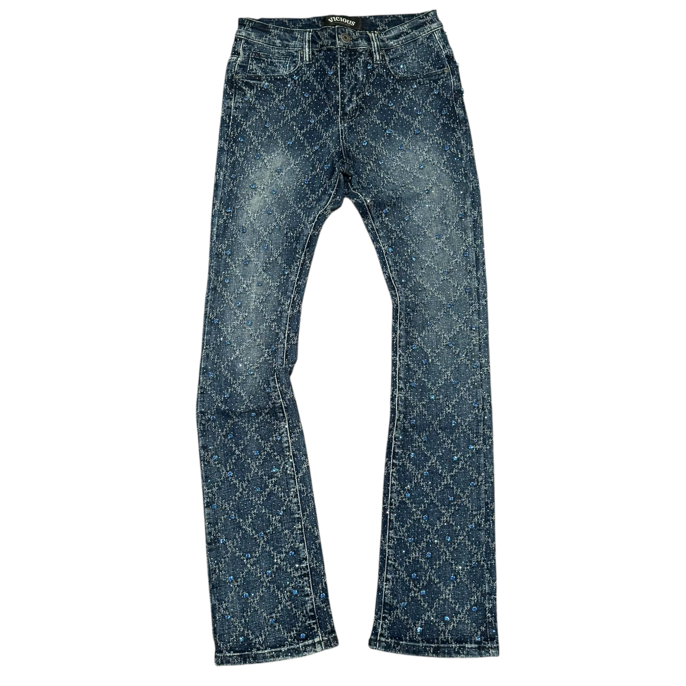 Vicious - STACKED Crystal DENIM-  Dk Blue -VC510