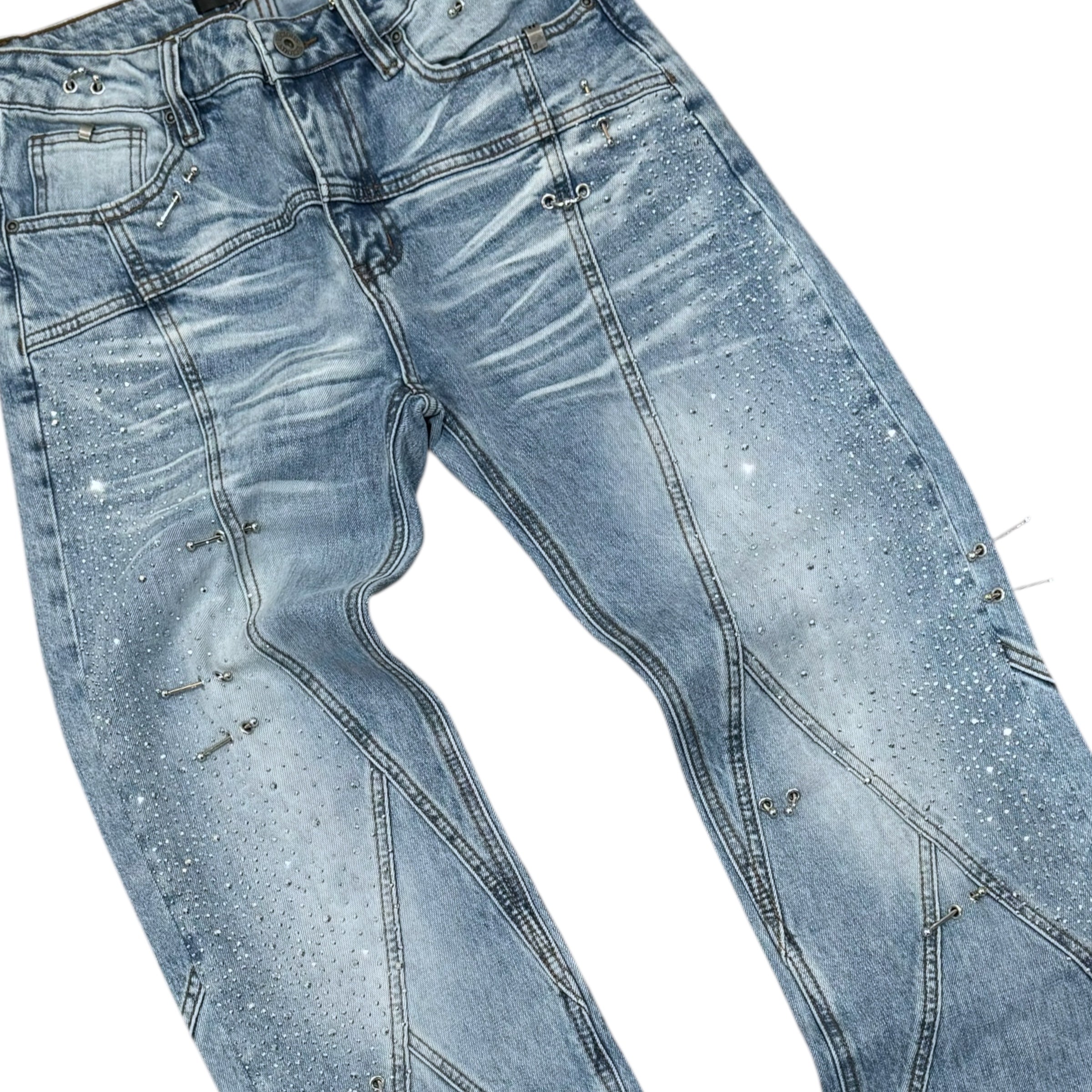 Vicious - Flare Rhinestone DENIM-  V Blue - VC752