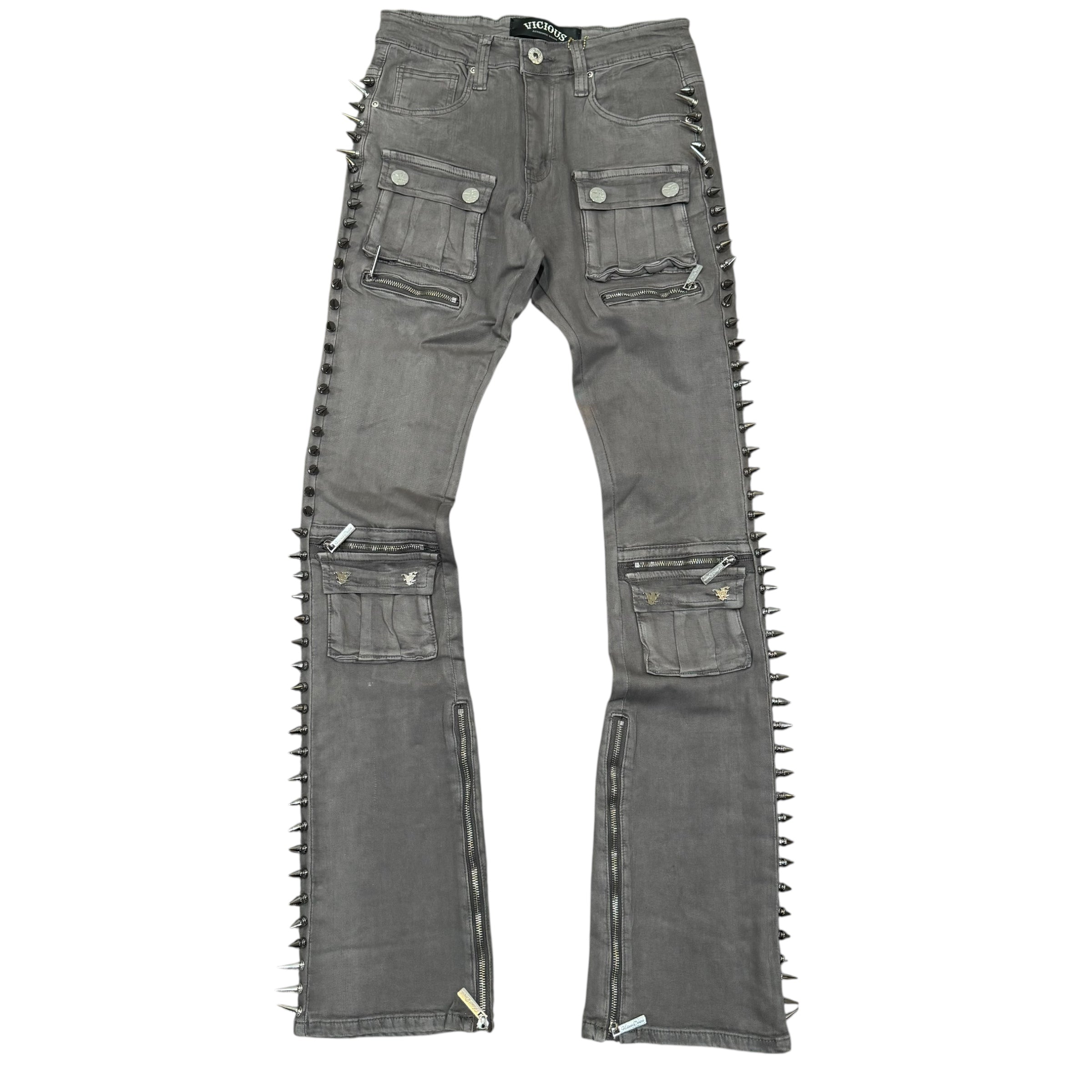 Vicious - STACKED WAXED SPIKE DENIM - Grey - VC918