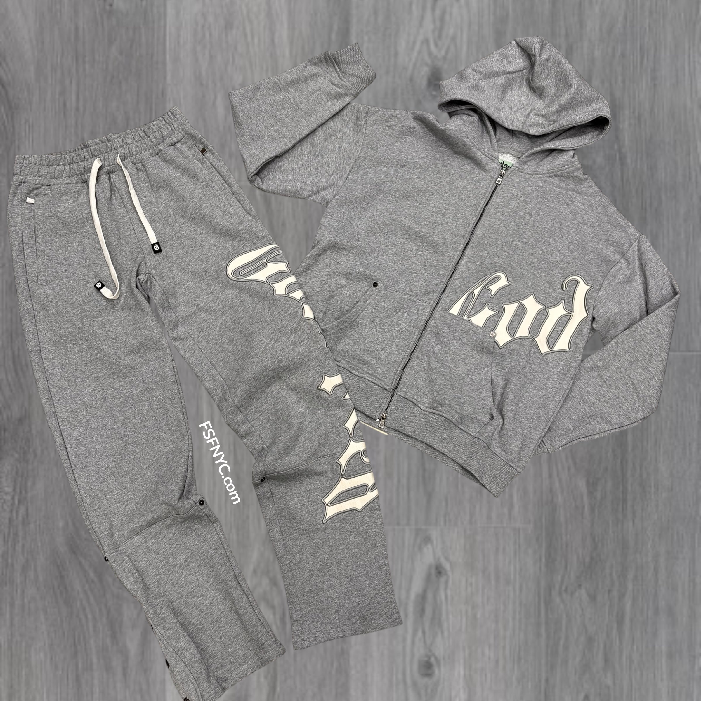 GODSPEED - Classic Zip Sweat suit - Grey/White