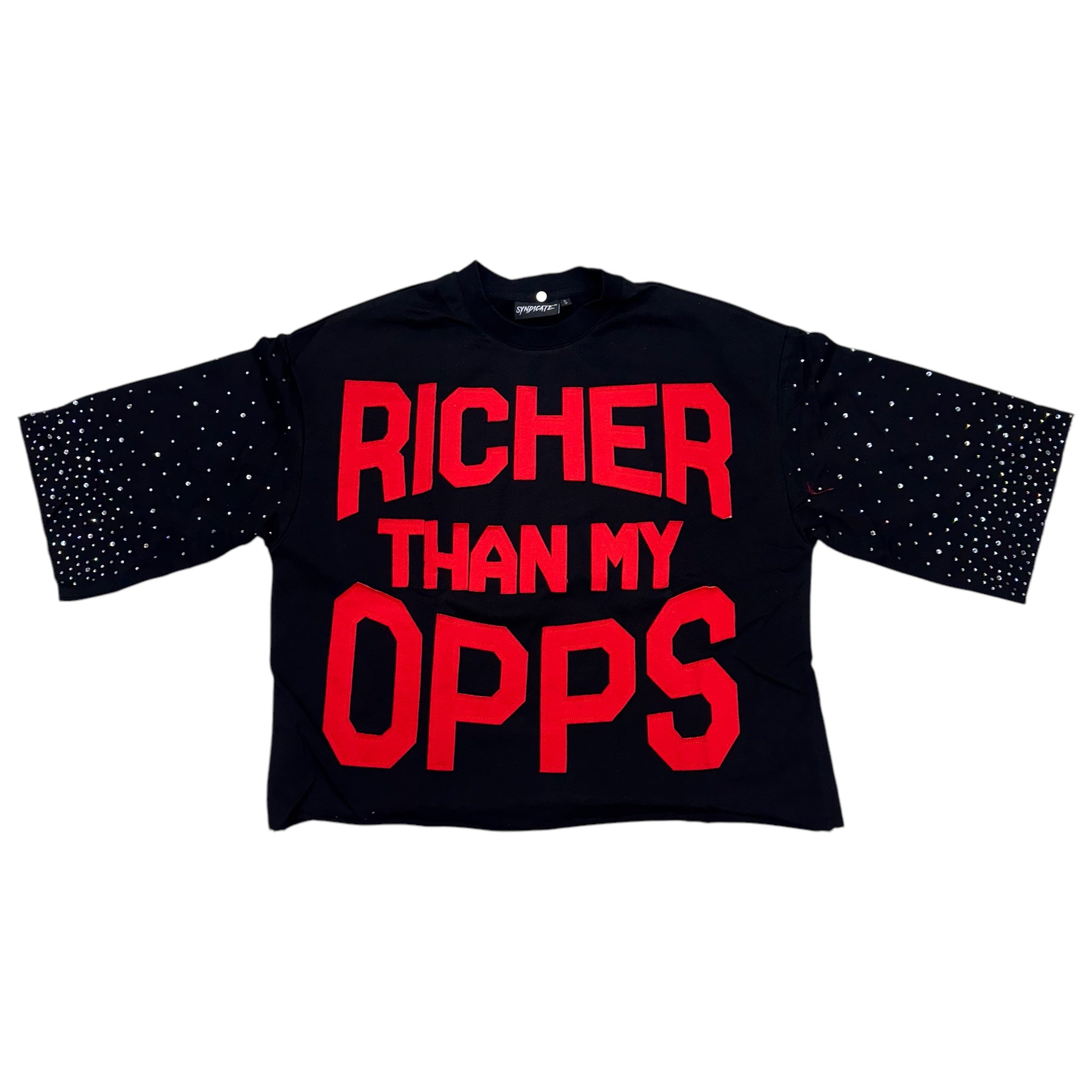 SYN Rhinestone Richer Than My Opps Black/Red SYAN-6 M