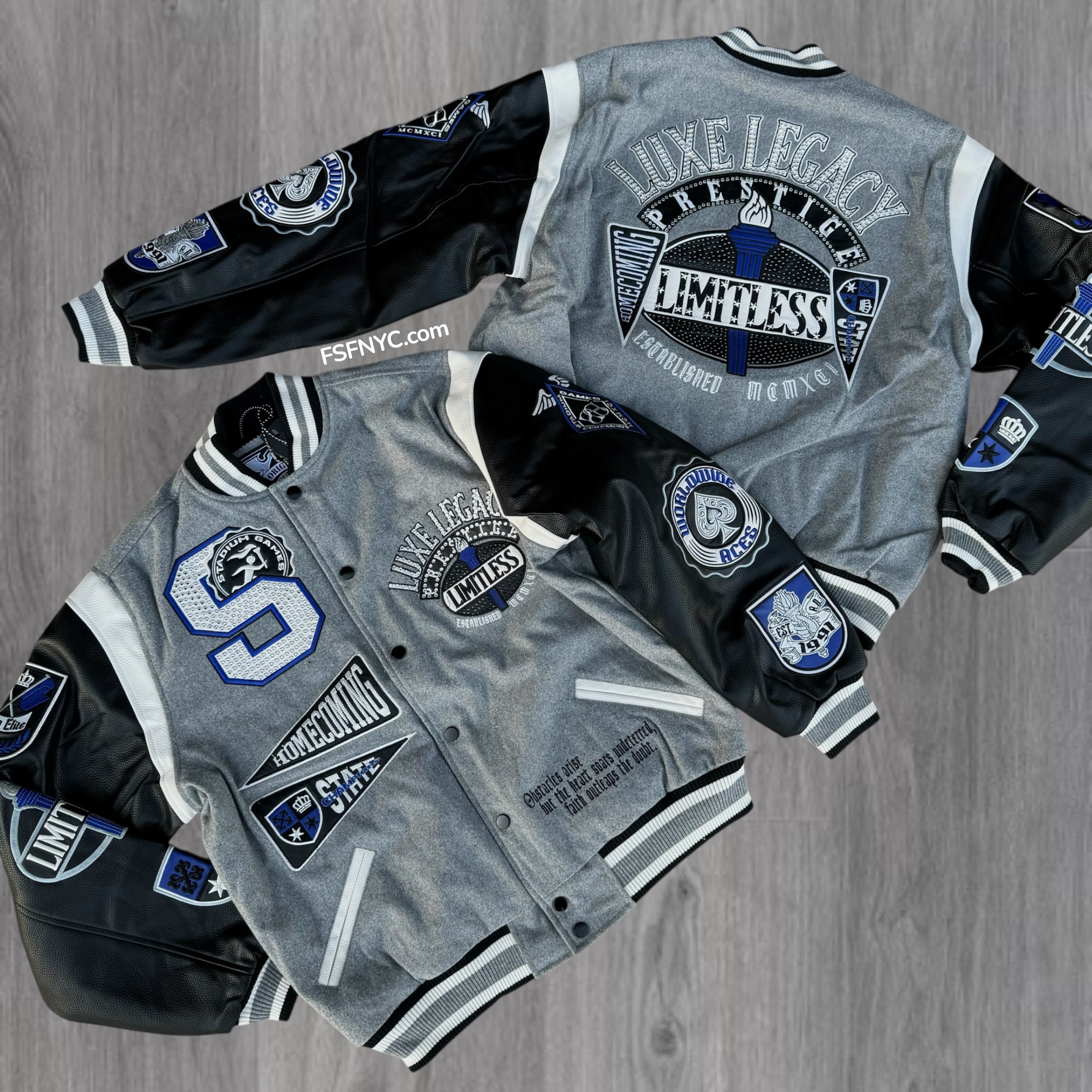 Rise - LUXE varsity Jacket - Grey - 25697