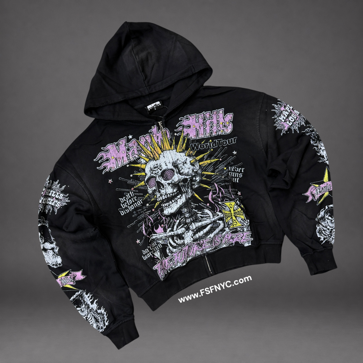 Space - Skull Spikes Hoodie - Black SP01