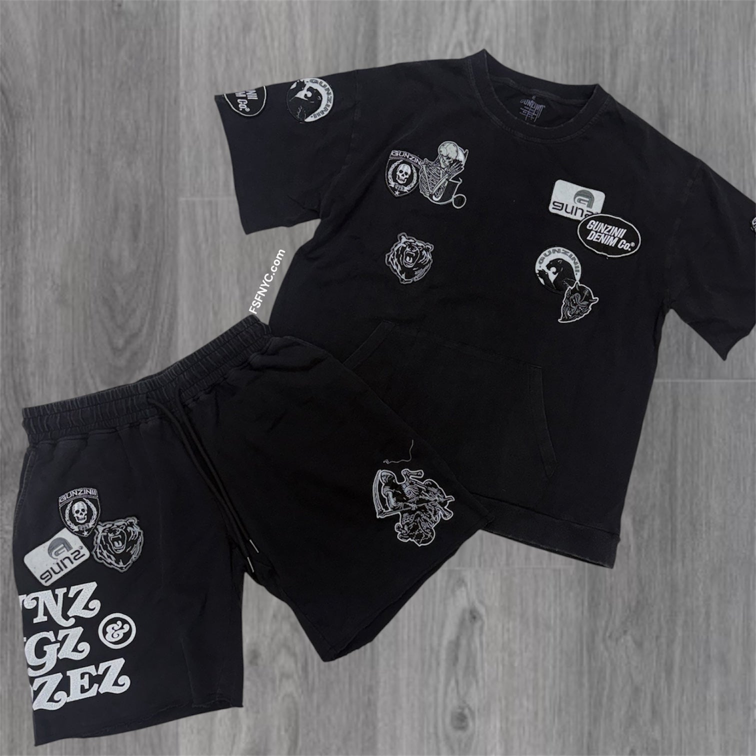 Gunzini - Patch Work short set Set - Black - 1009 1010