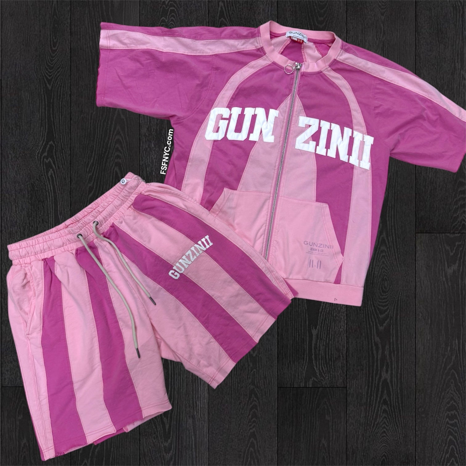 Gunzini - Strip Work short Set - Pink - 1049 1048