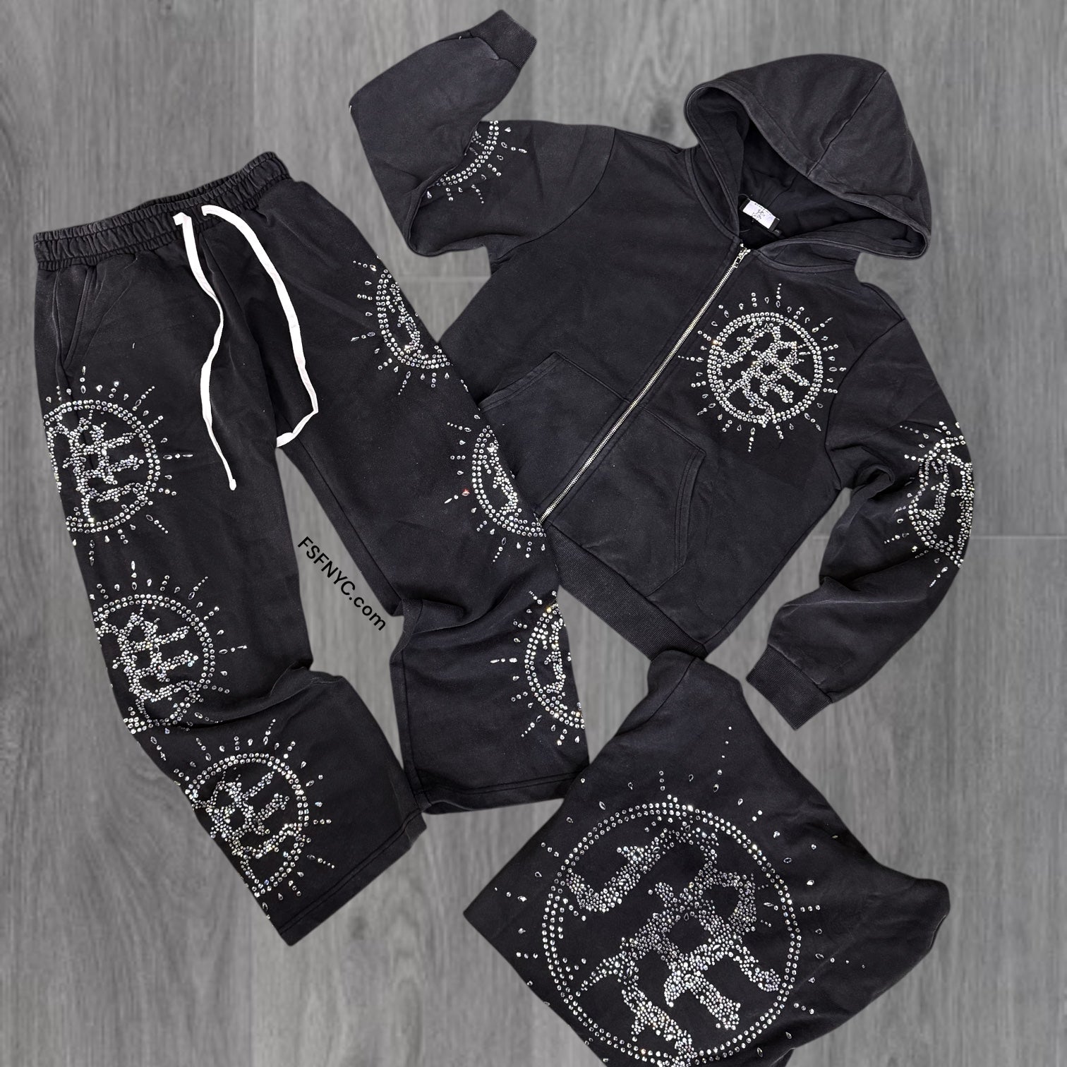 Mixed Emotion - Sweat Suit Eclipse Rhinestone - Vintage Grey