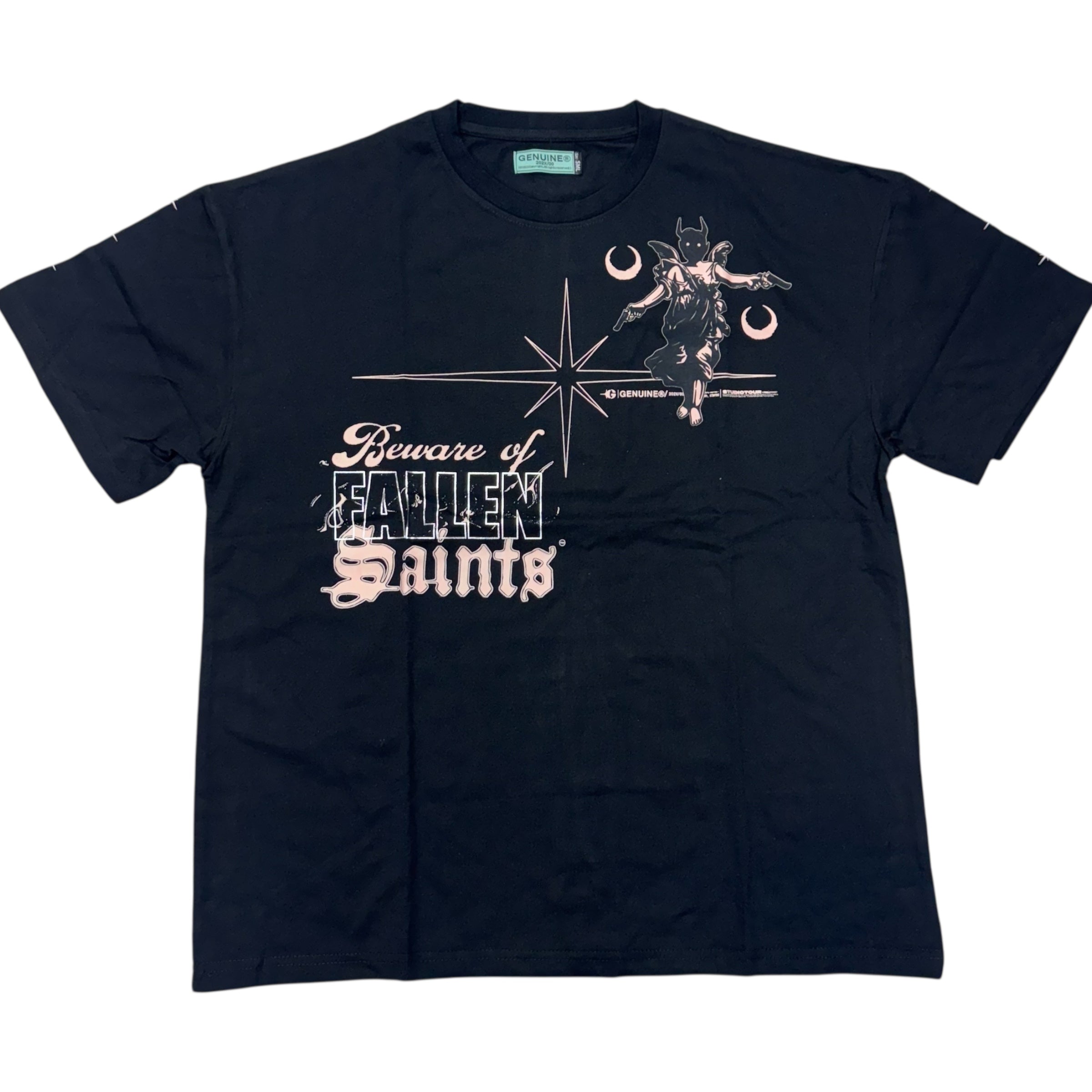 Genuine Beware Of The Fallen Saints T-Shirt Black Pink 6194