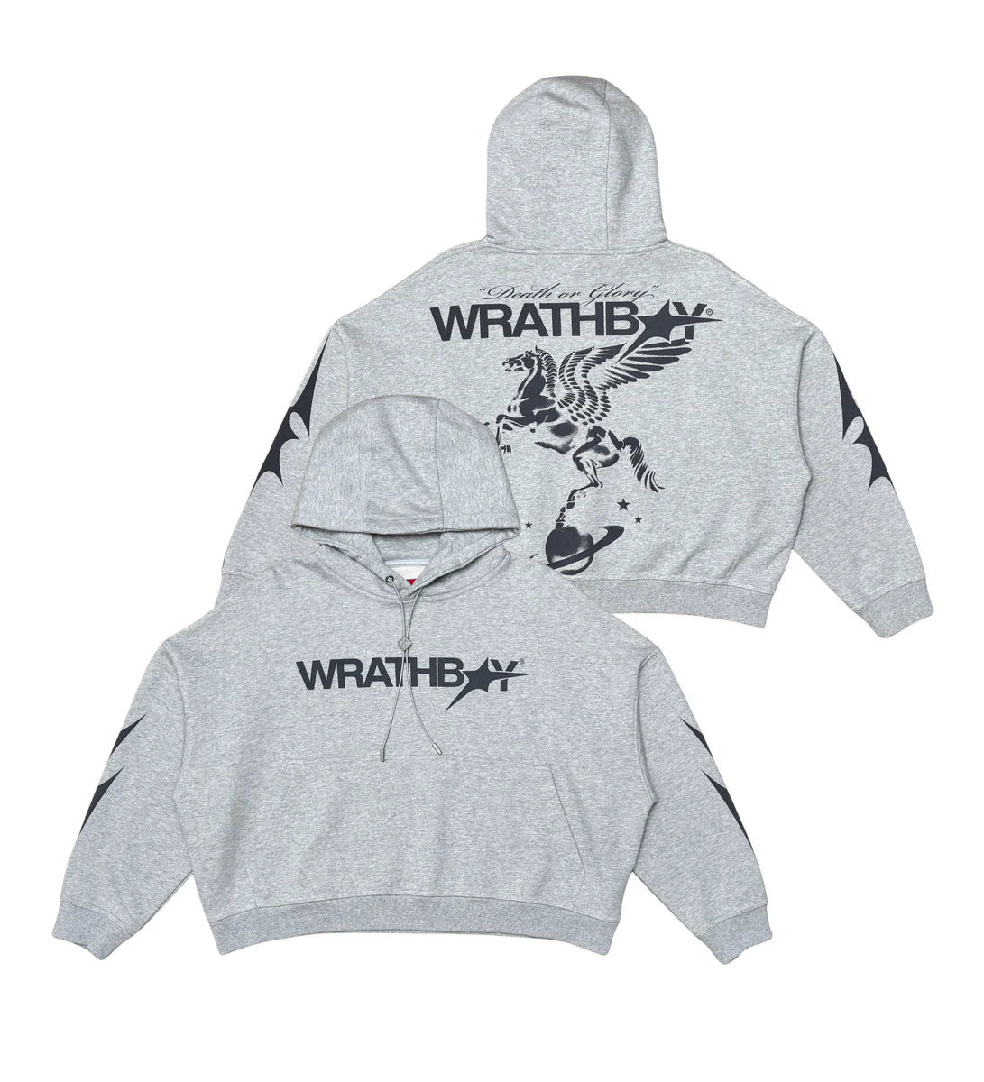 WRATHBOY - Crop D.Glory Hoodie - Grey - 046