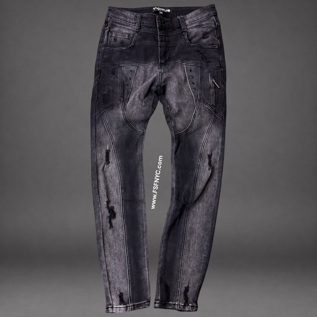 Vicious - Carpenter Skinny Denim - Black - VC1252