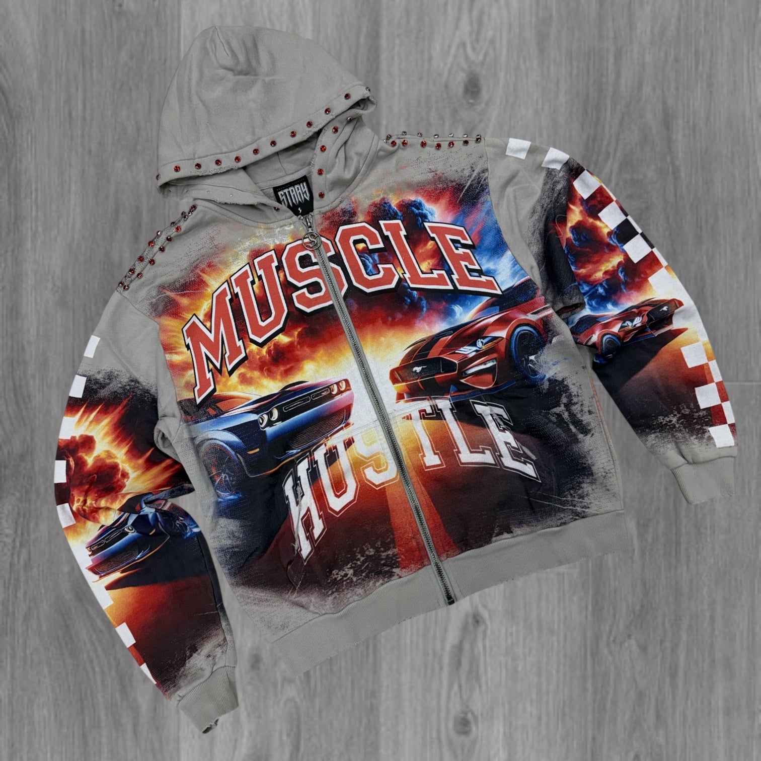 Stray - Muscle Crystal Hoodie - Grey - 1622