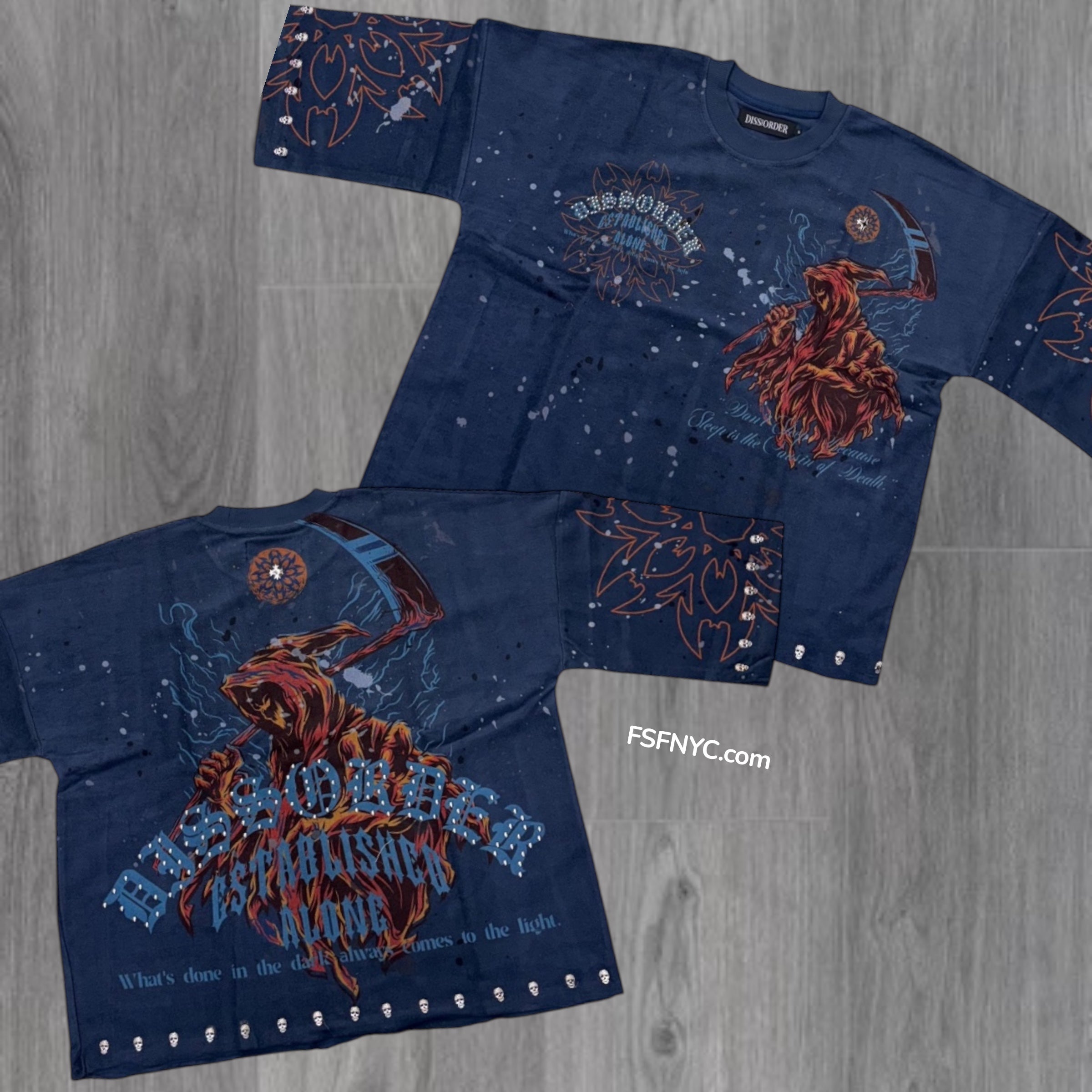 DTO Studded Reaper T-Shirt Indigo DS337