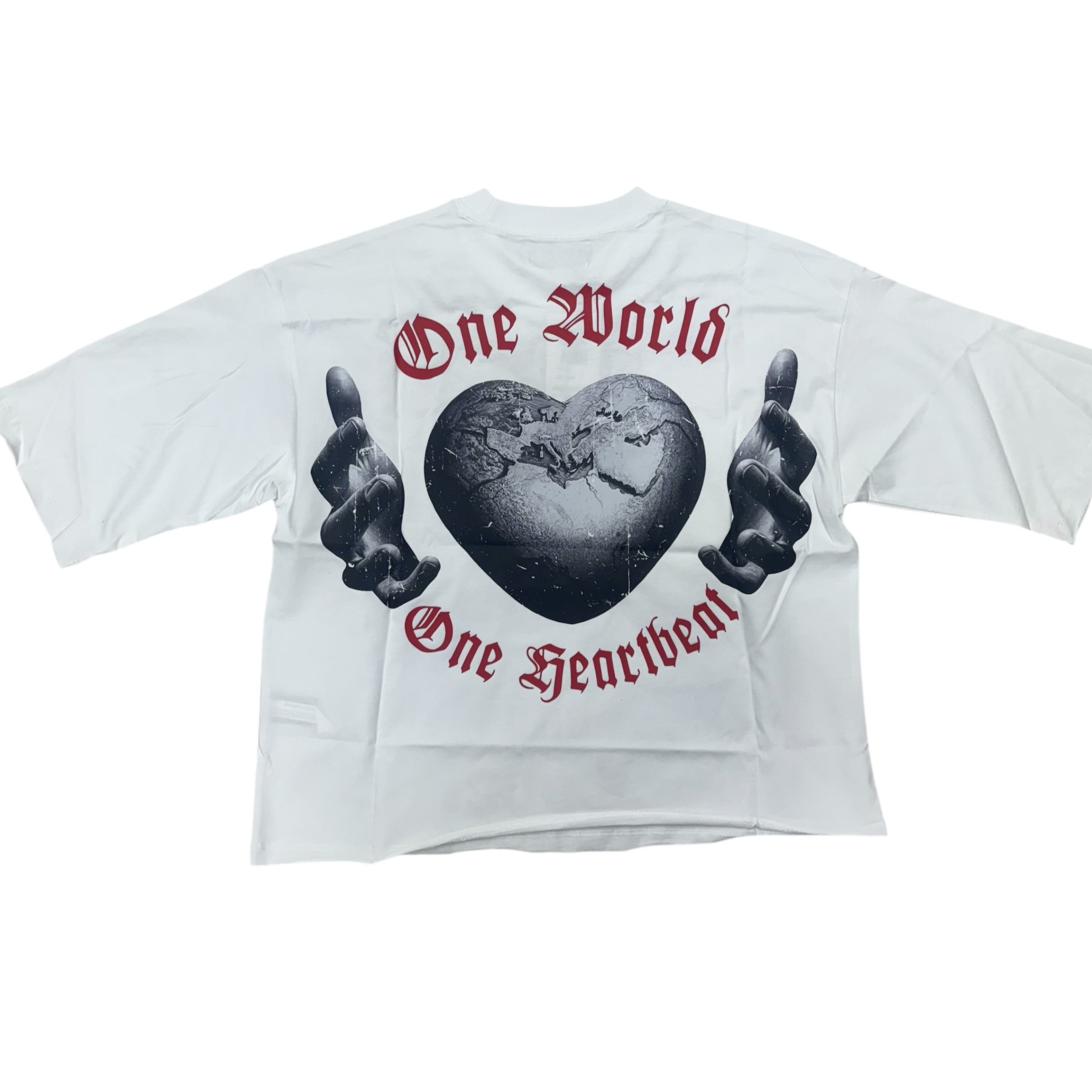 Roku Rule the World Oversized Crop Tee White Red 1600