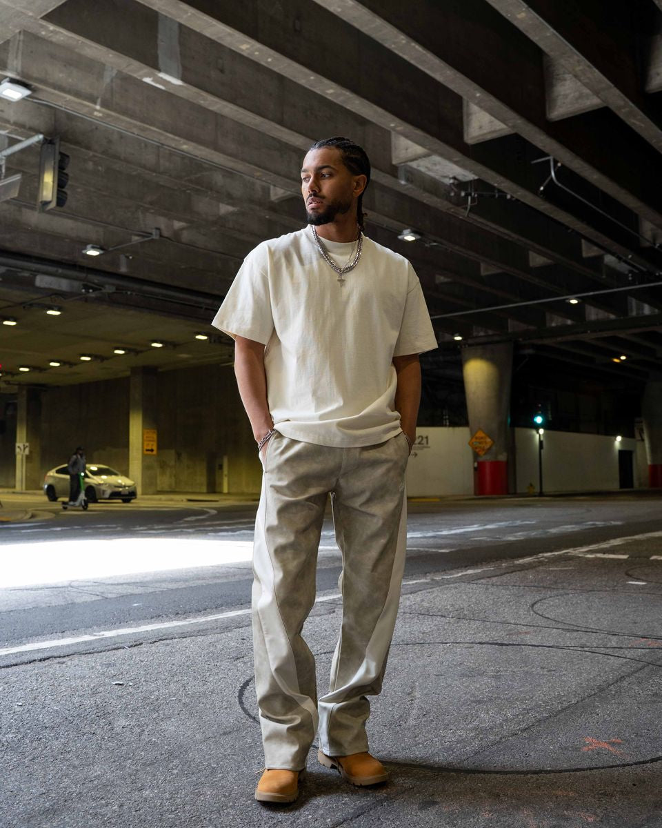 EPTM Stacked PU Twist Pants cement