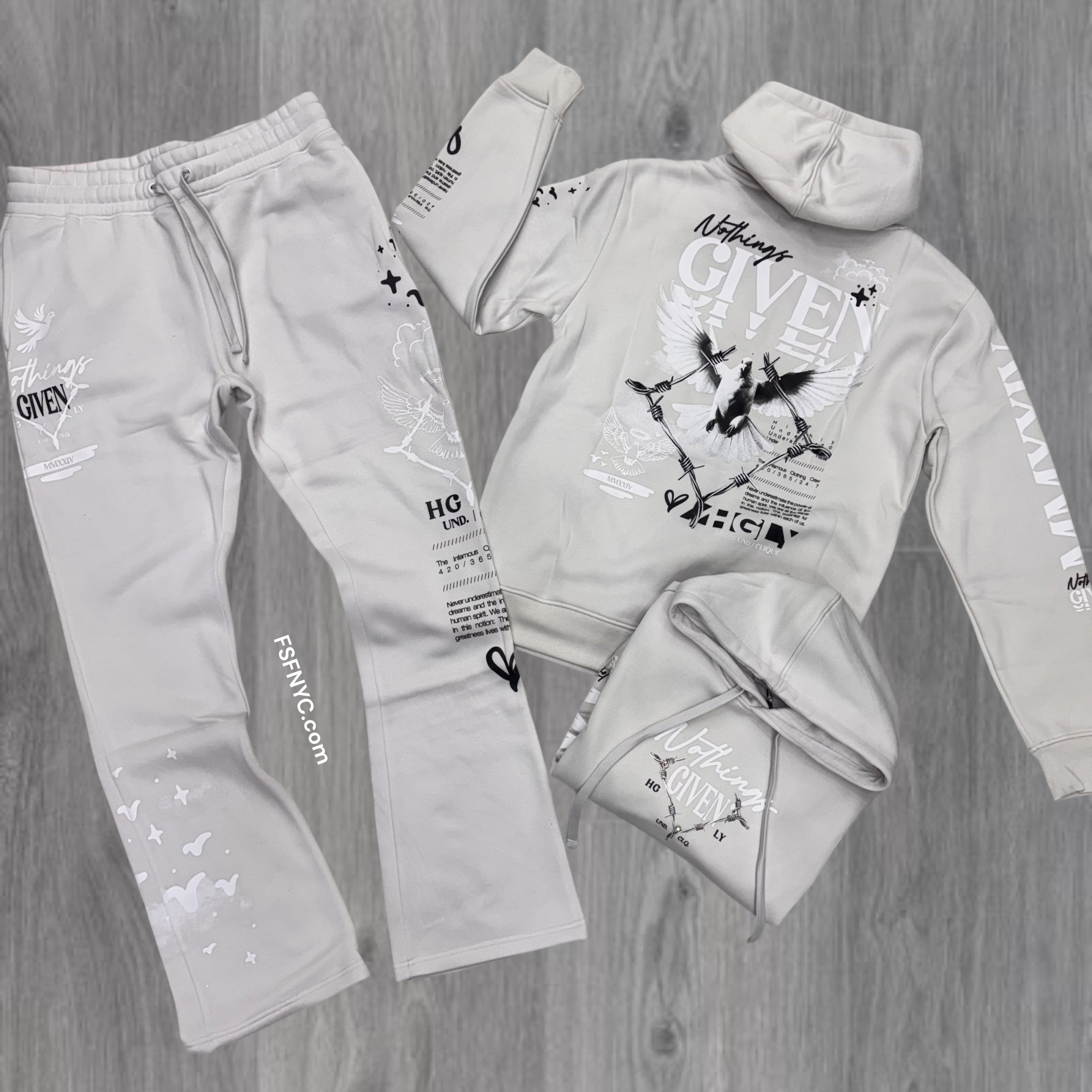 UNDRTD - Stacked Highly Given Sweat Suit - Cloud Grey - UF5601