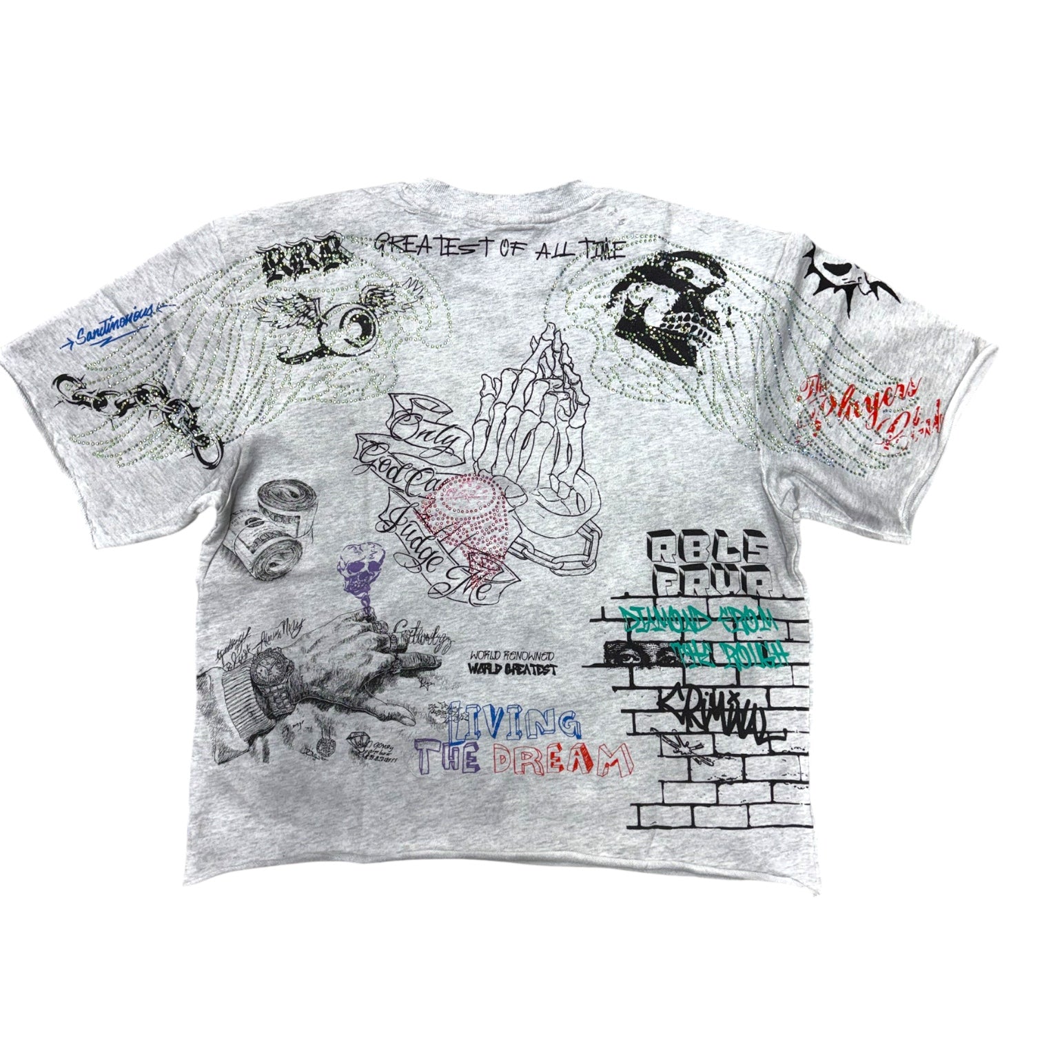 R - Fear Oversized T-shirt - Grey/White - 31101