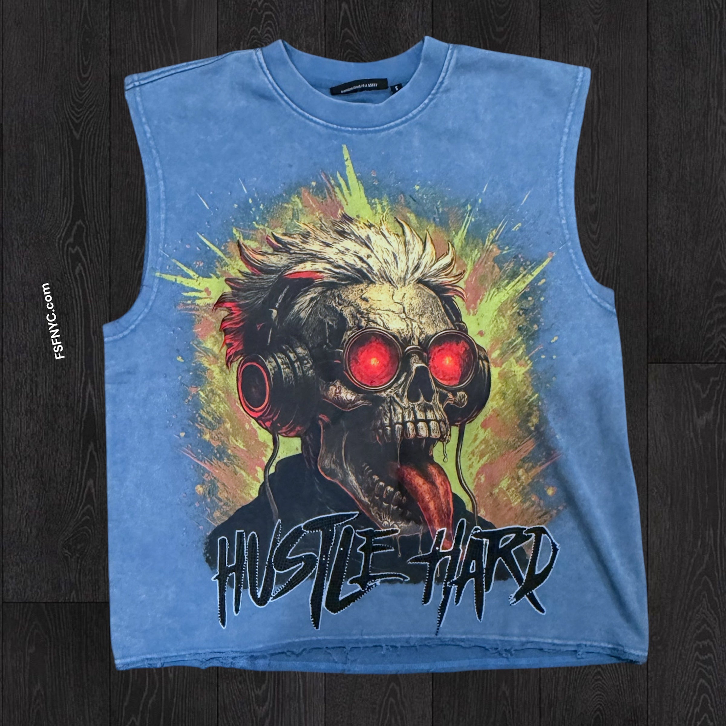 Hustle Sleeveless Tee - Ash Blue - 11021