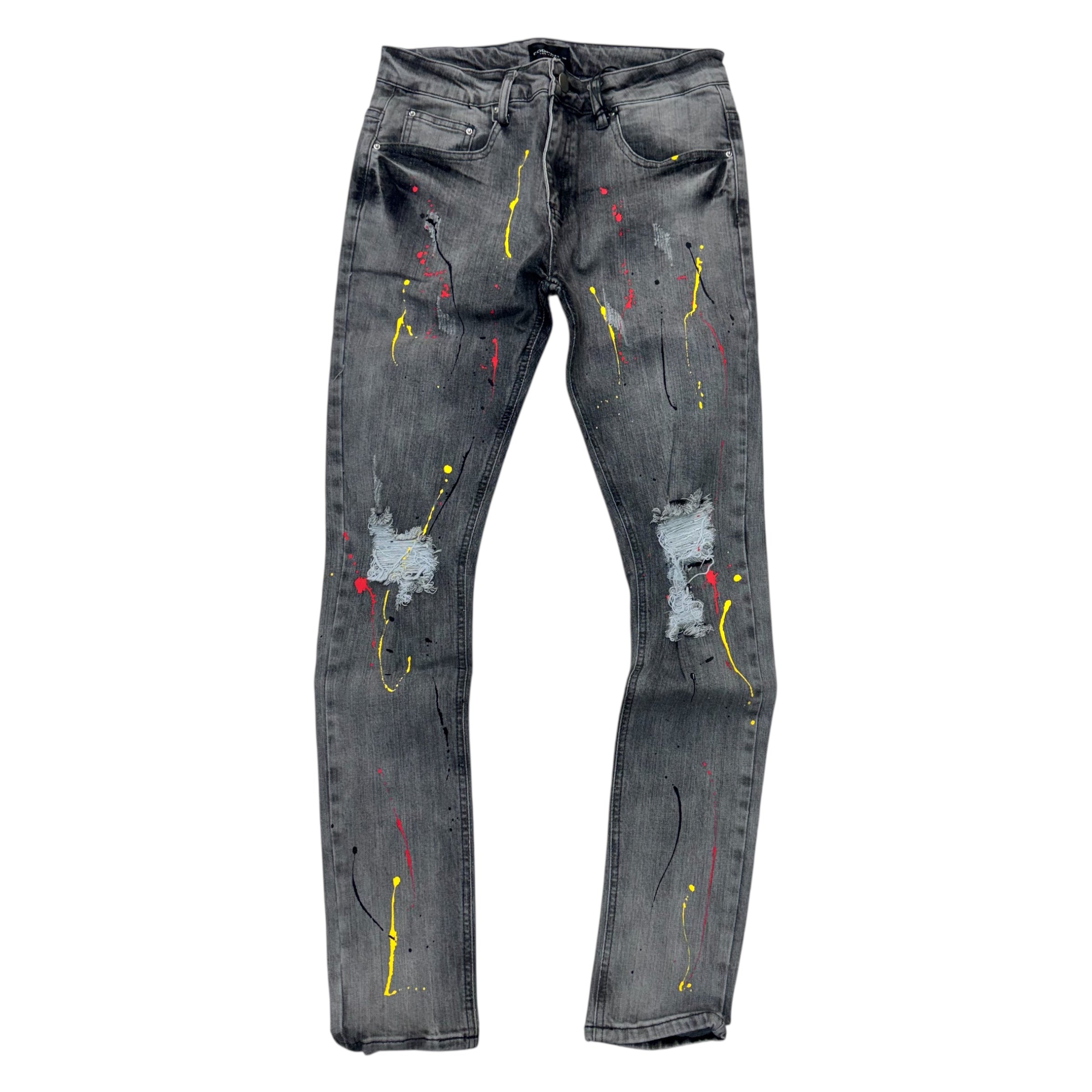 Cooper Paint Splatter Skinny Jeans Gray Wash 50150152