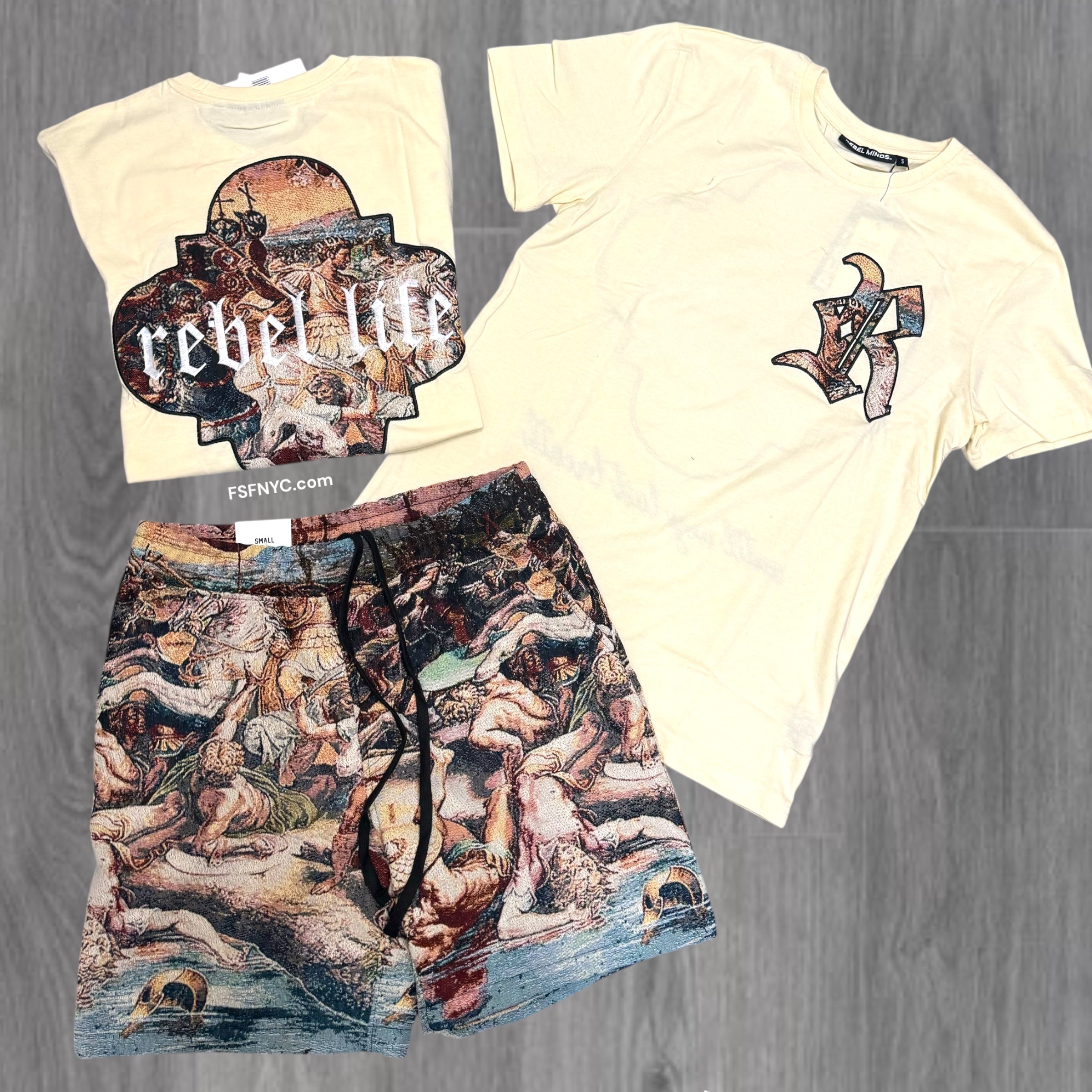 Rebel Jacquard Empire Short Set Cream Multi 131 931