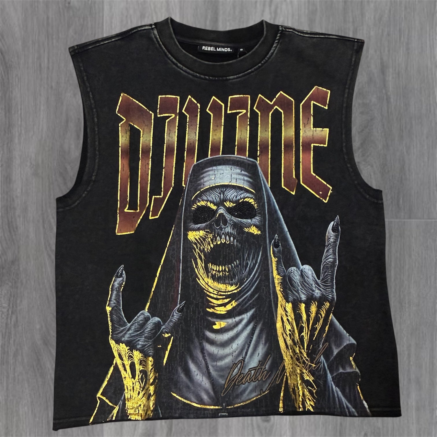 Divine Sleeveless Tee - Black - 11022