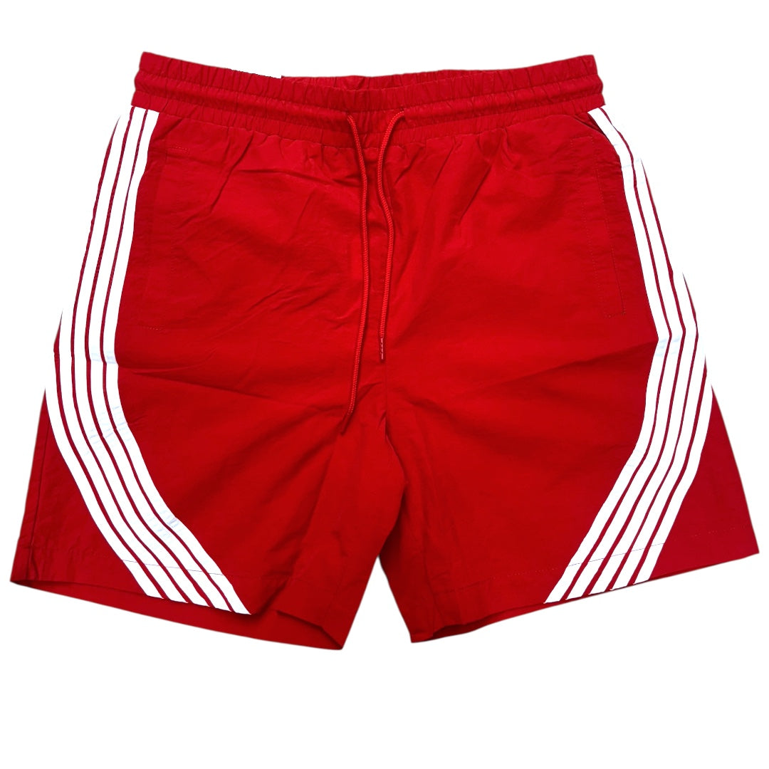 Rebel Stripe Nylon Shorts Red White 981
