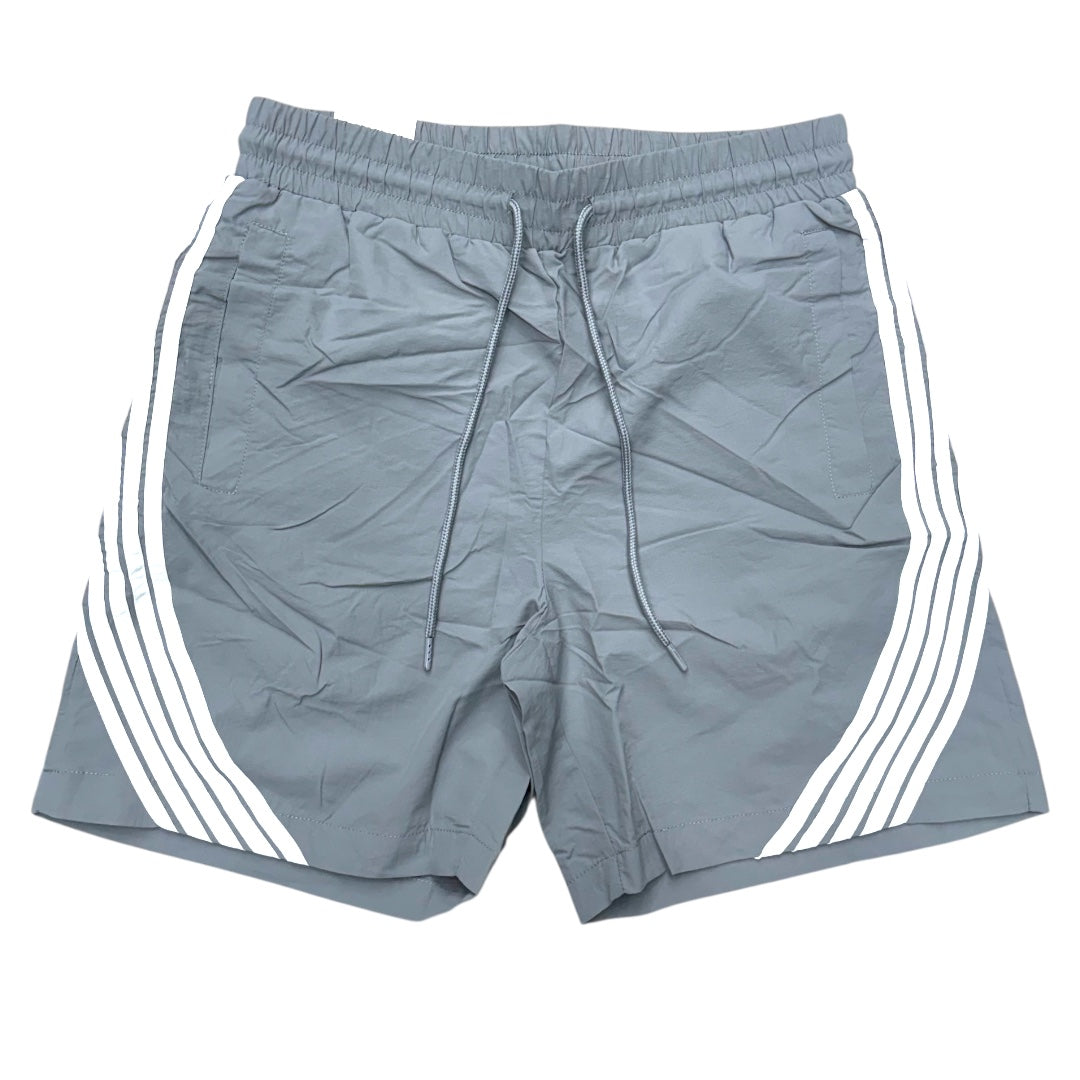 Rebel Stripe Nylon Shorts Grey White 981