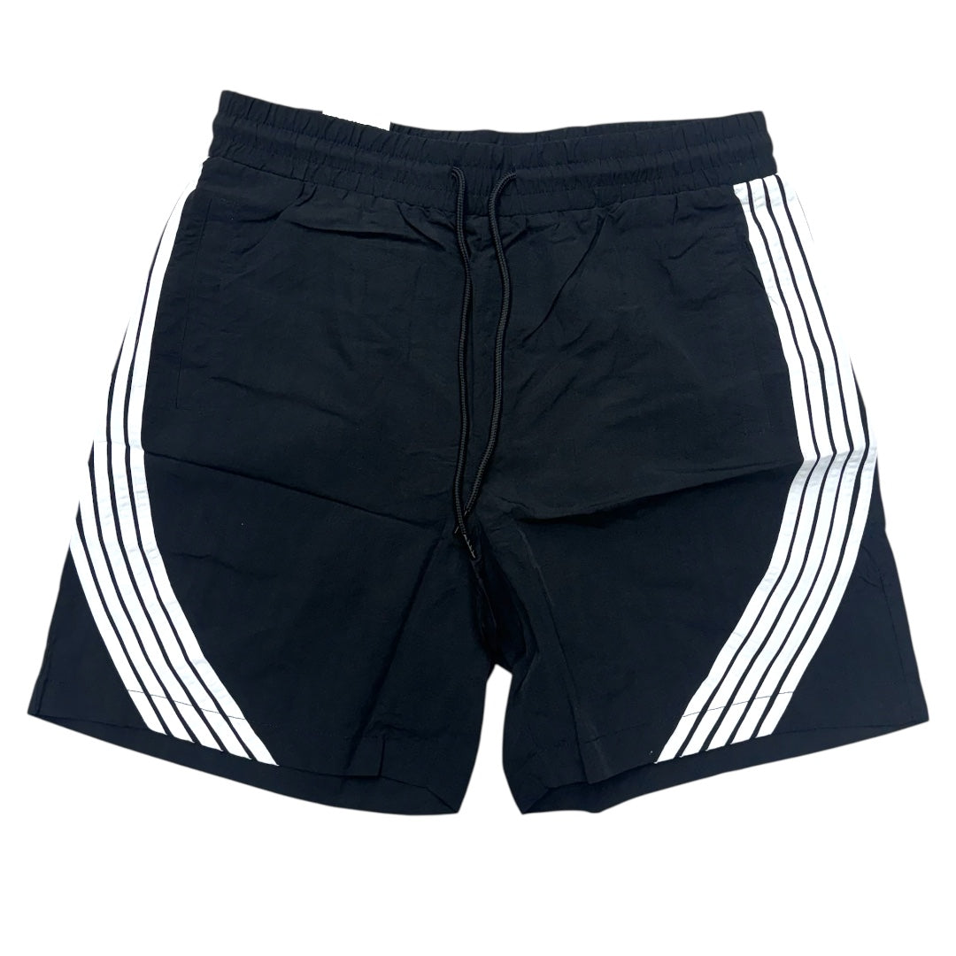Rebel Stripe Nylon Shorts Black White 981