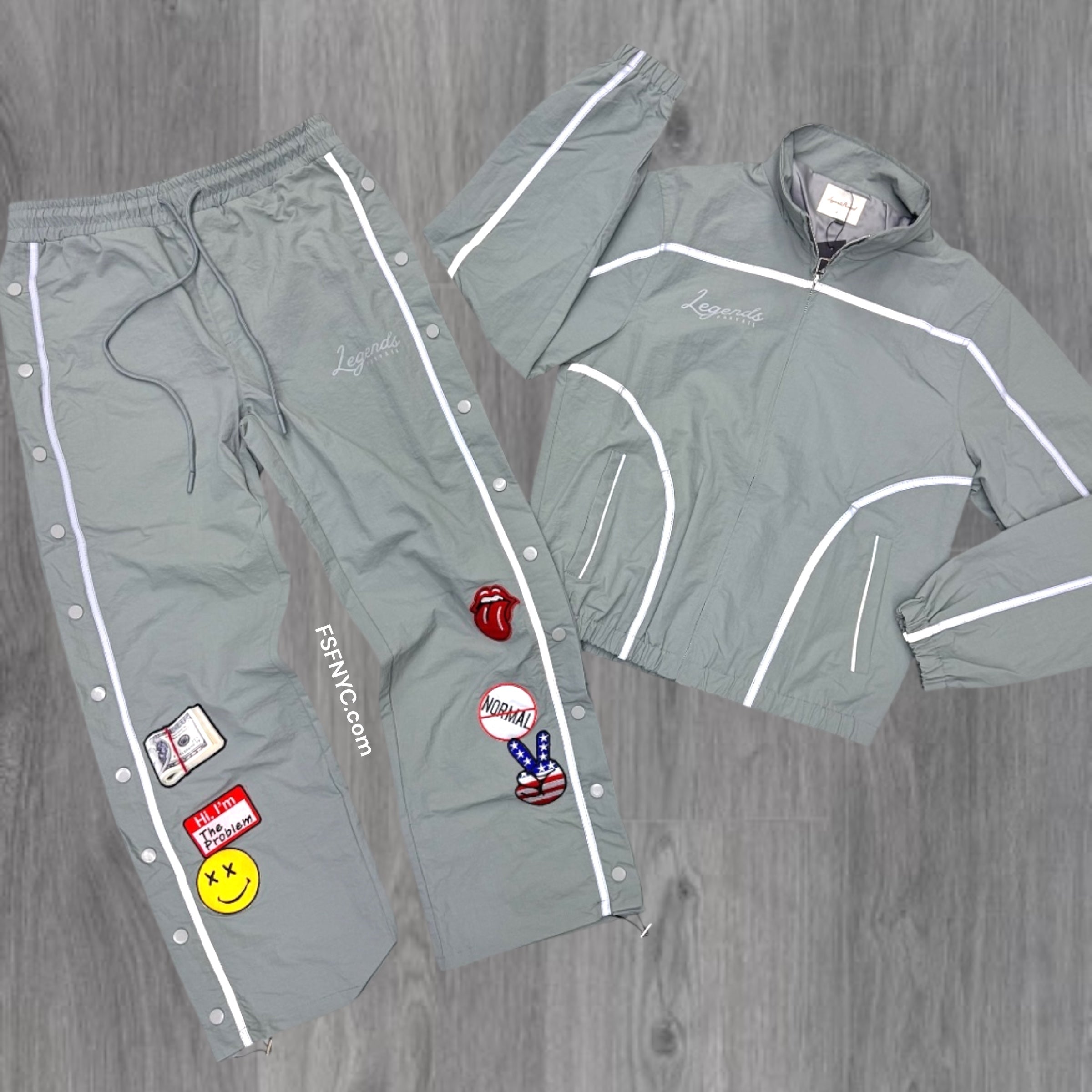 Prevail- Windbreaker Zip Jacket & Pants Set - Grey