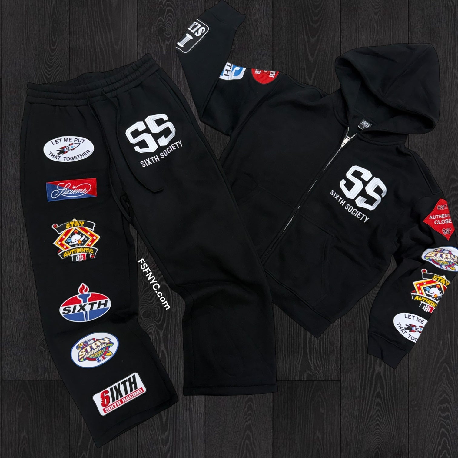 Sixth Society - OverSize Patch Work Set - Black