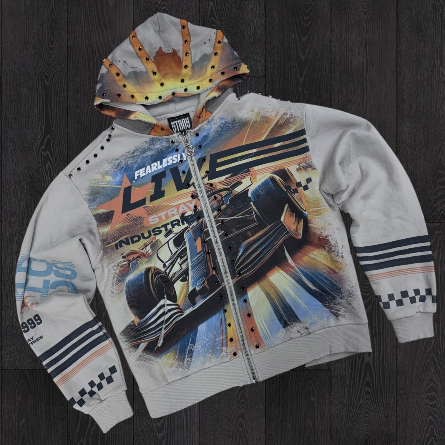 Stray - Fearless Crystal Hoodie - Grey - 1615