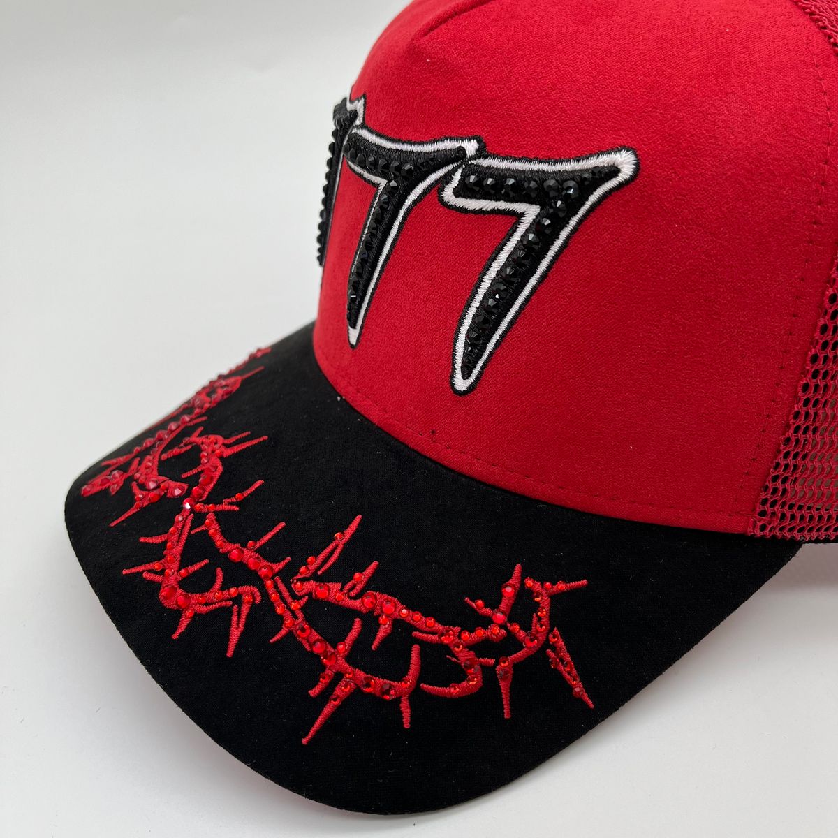Hudson - “Chains” 777 Trucker hat - RED/Black V2