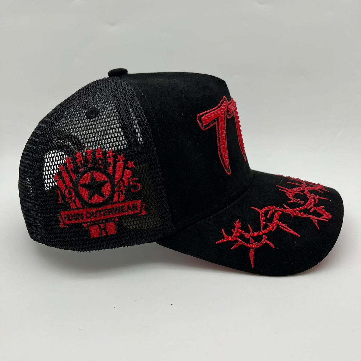 Hudson - “Chains” 777 Trucker hat - Black/Red V2