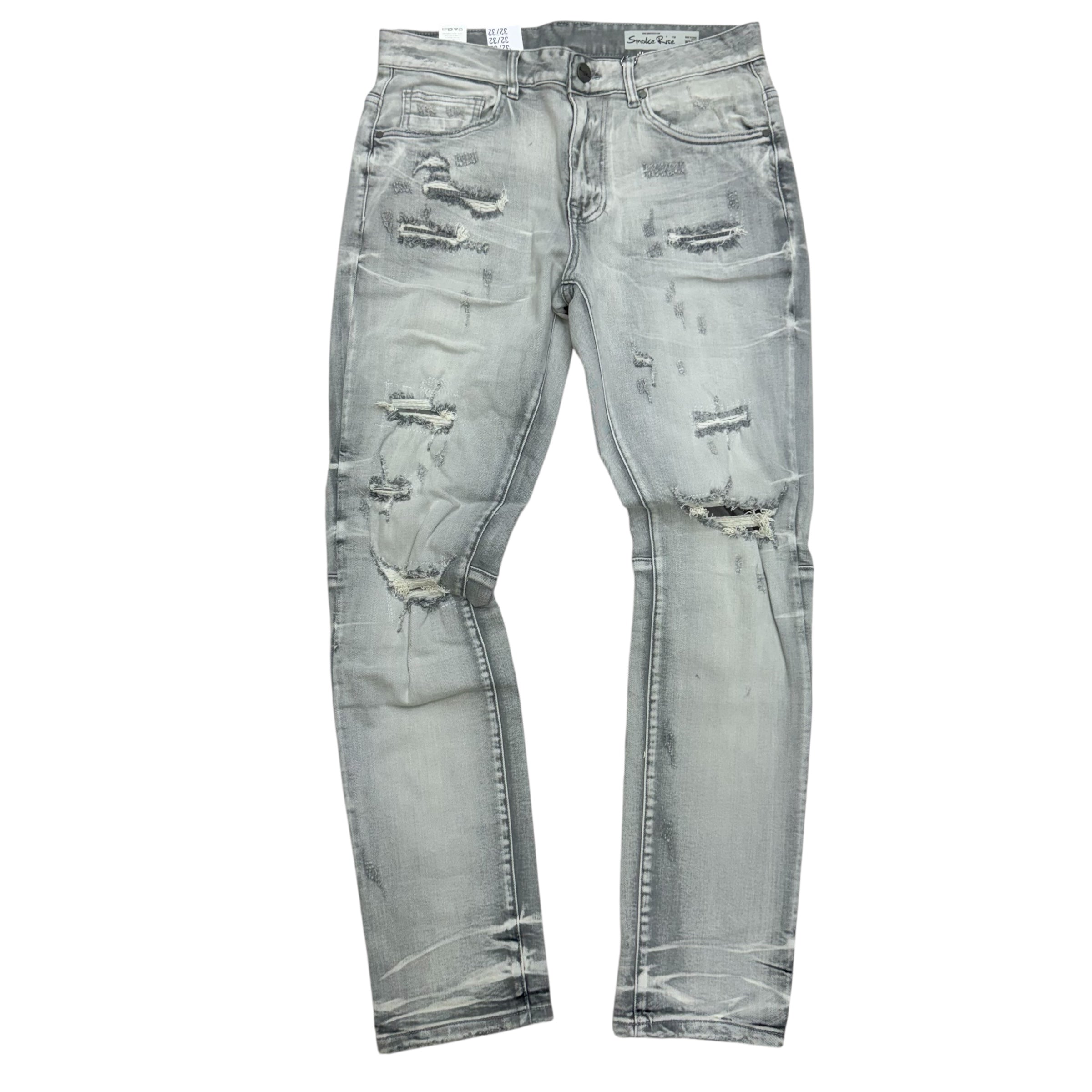Rise - Slim Fit Ripped Denim - Grey - JP23733