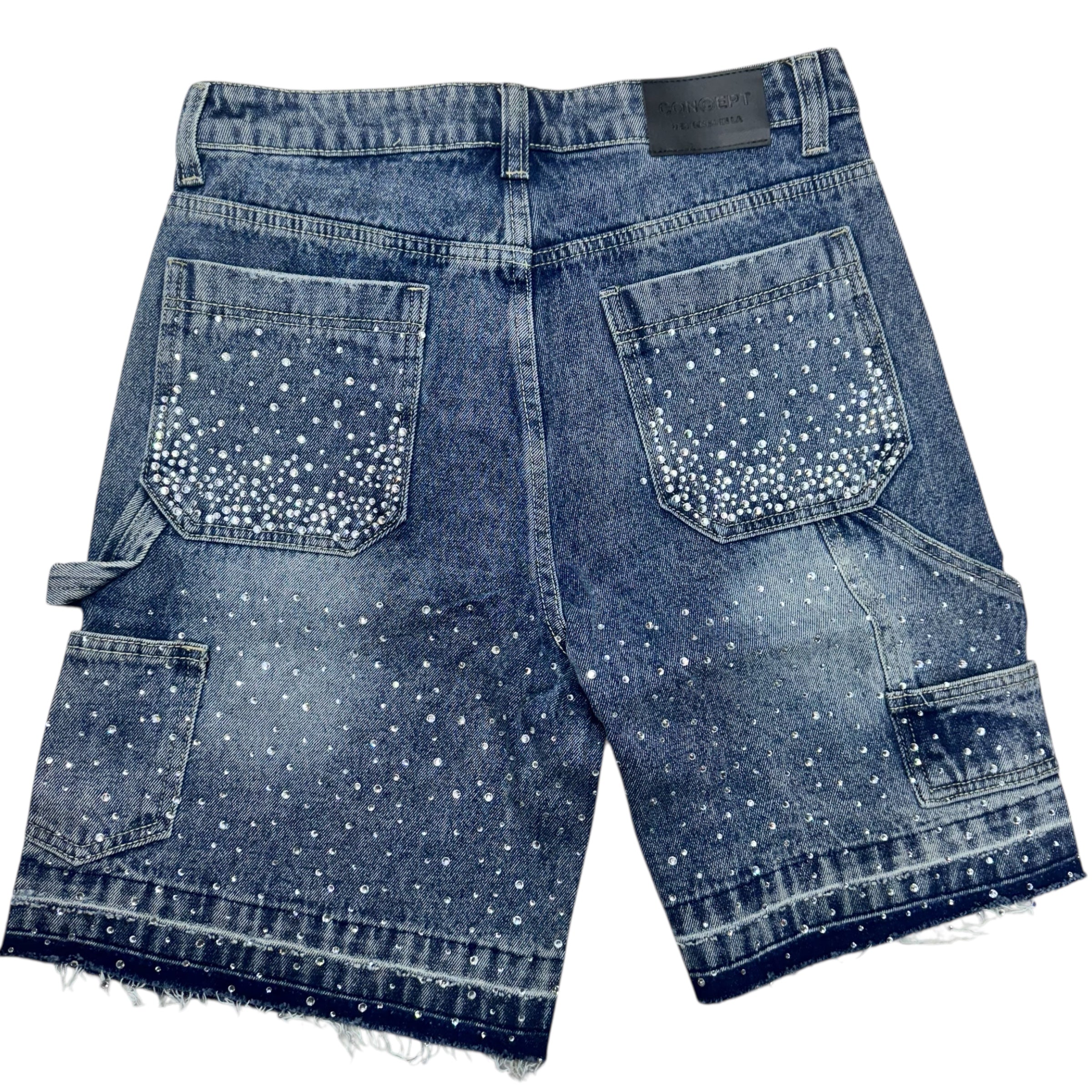 Con Rhinestone Denim Shorts Heritage Blue 002