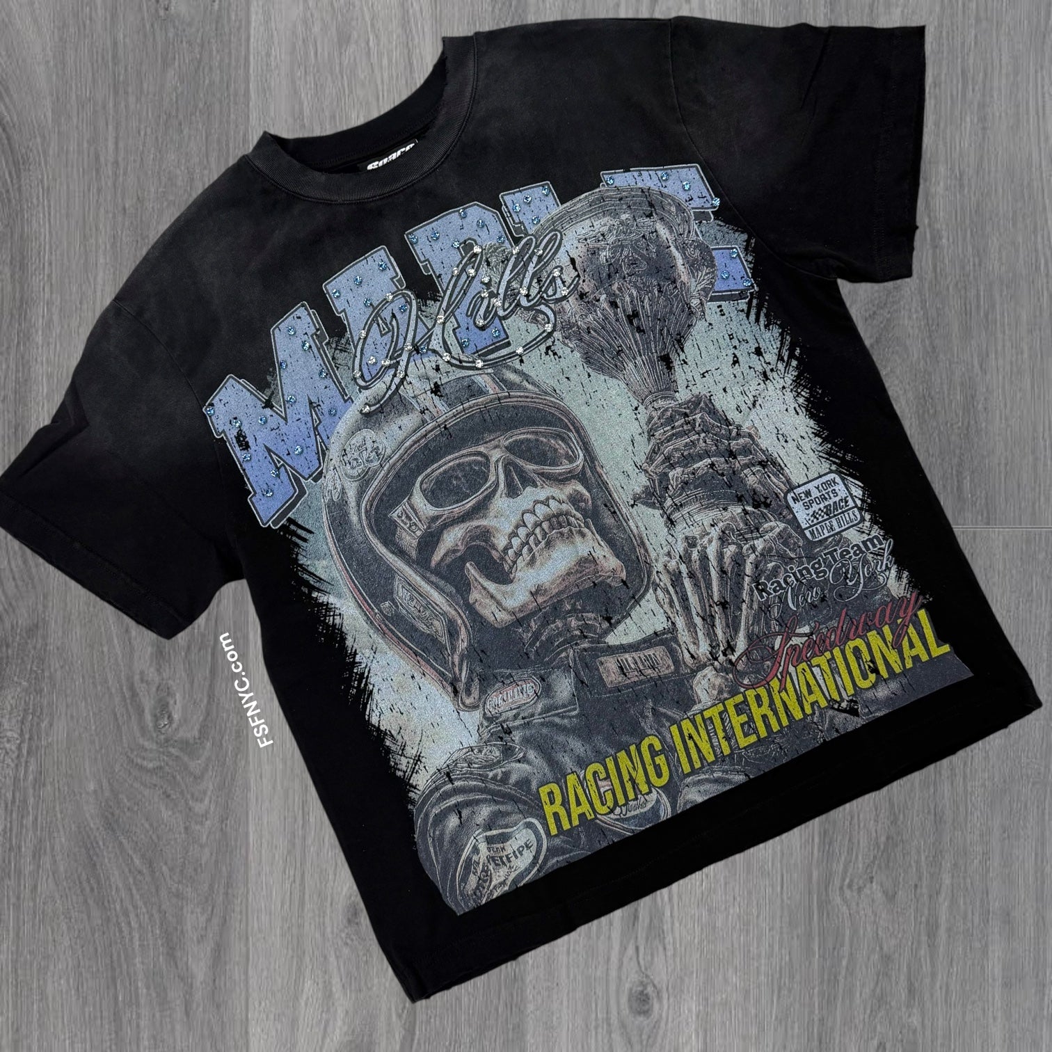 Space - Skull Racing T-shirt - Black - TS07