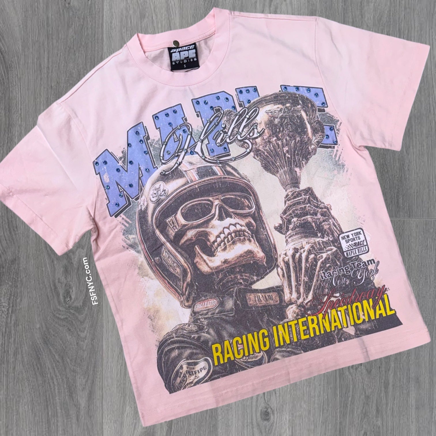 Space - Skull Racing T-shirt - Pink - TS07