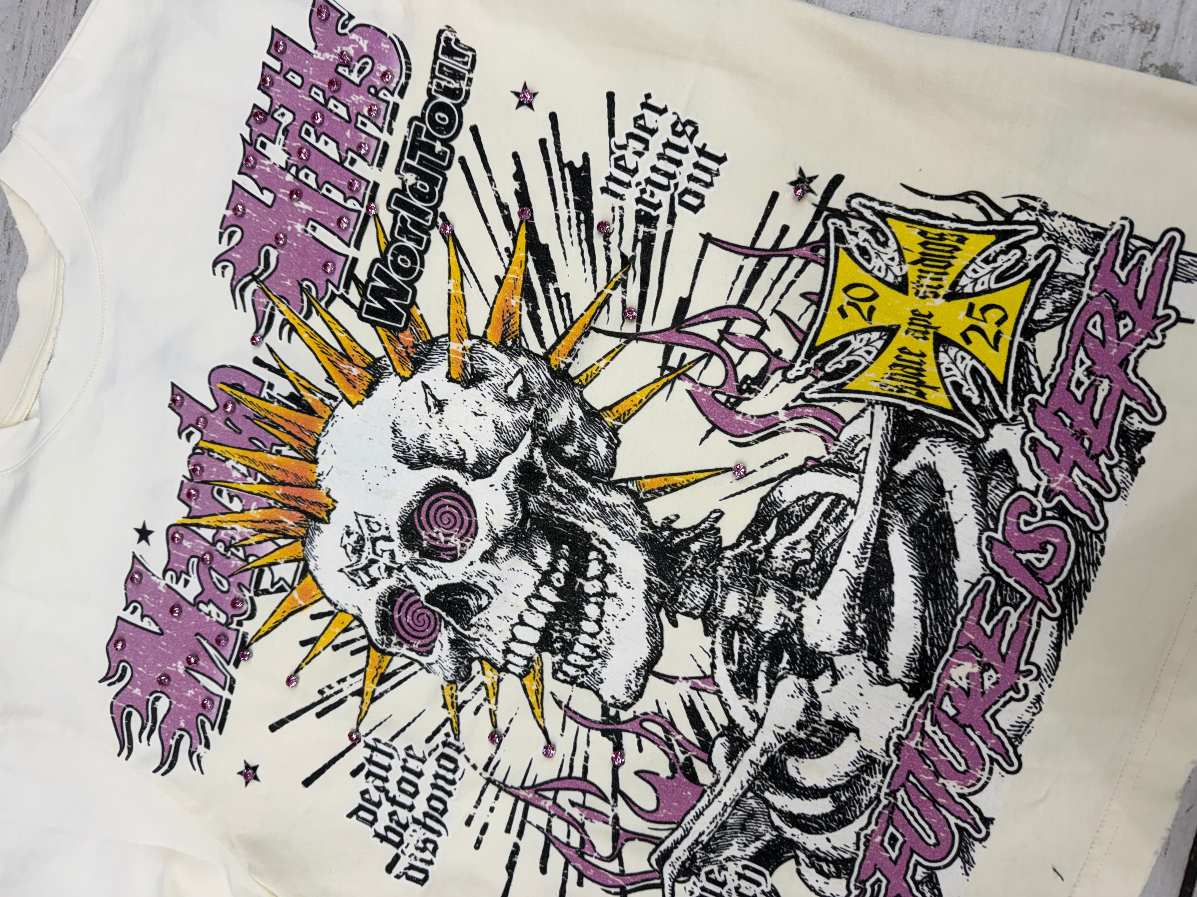 Space - Skull Spike T-shirt - Natural - TS01 -