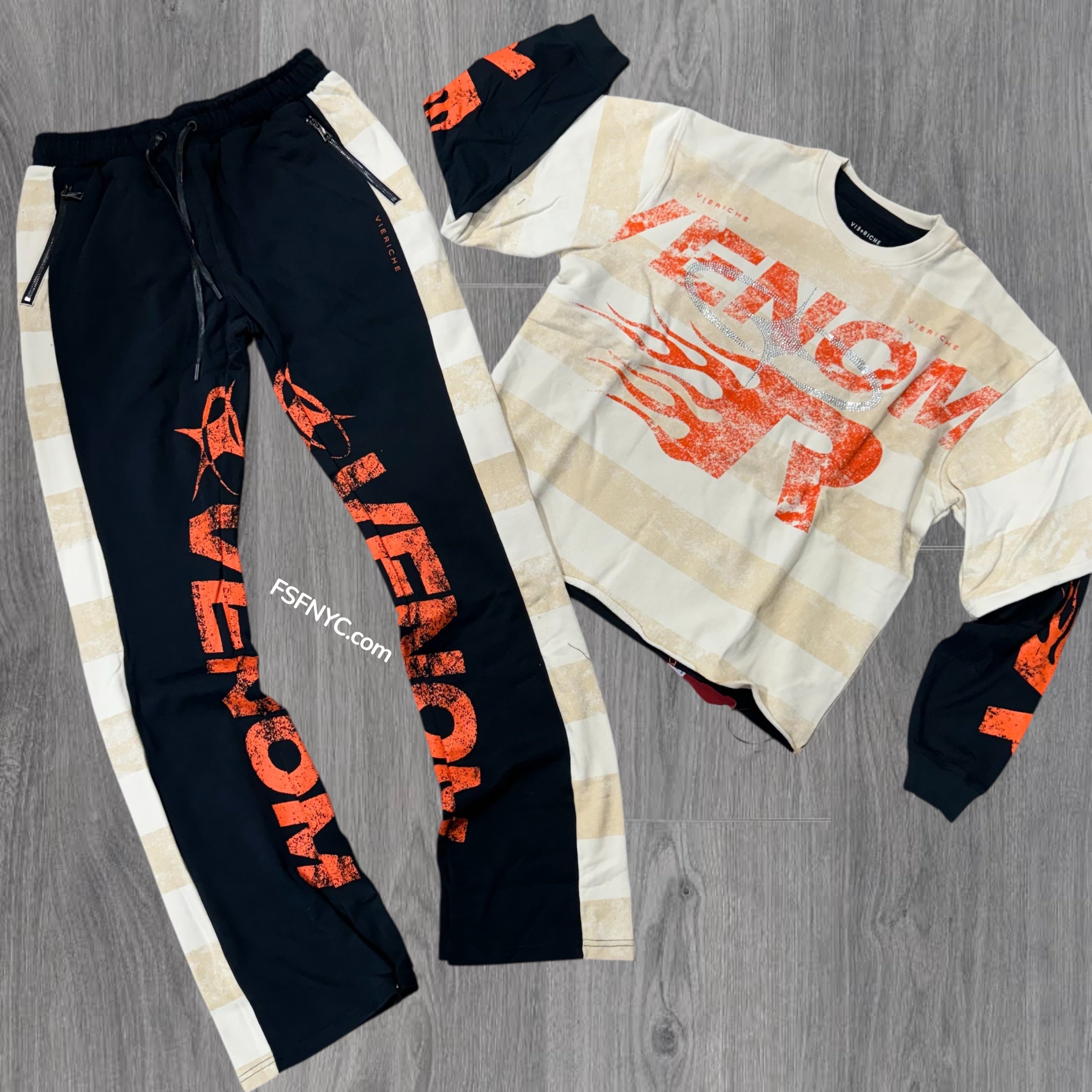 VR - Stacked VENOM Crew Sweat Suit - Cream - VR1409